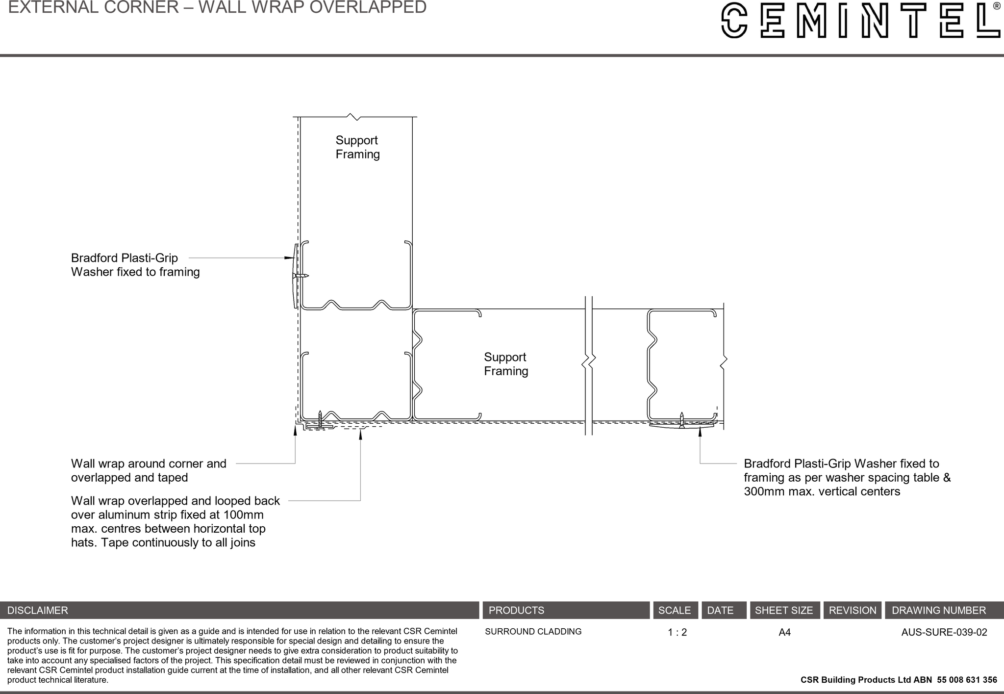 Navigate to AUS-SURE-039-02 - EXTERNAL CORNER – WALL WRAP OVERLAPPED