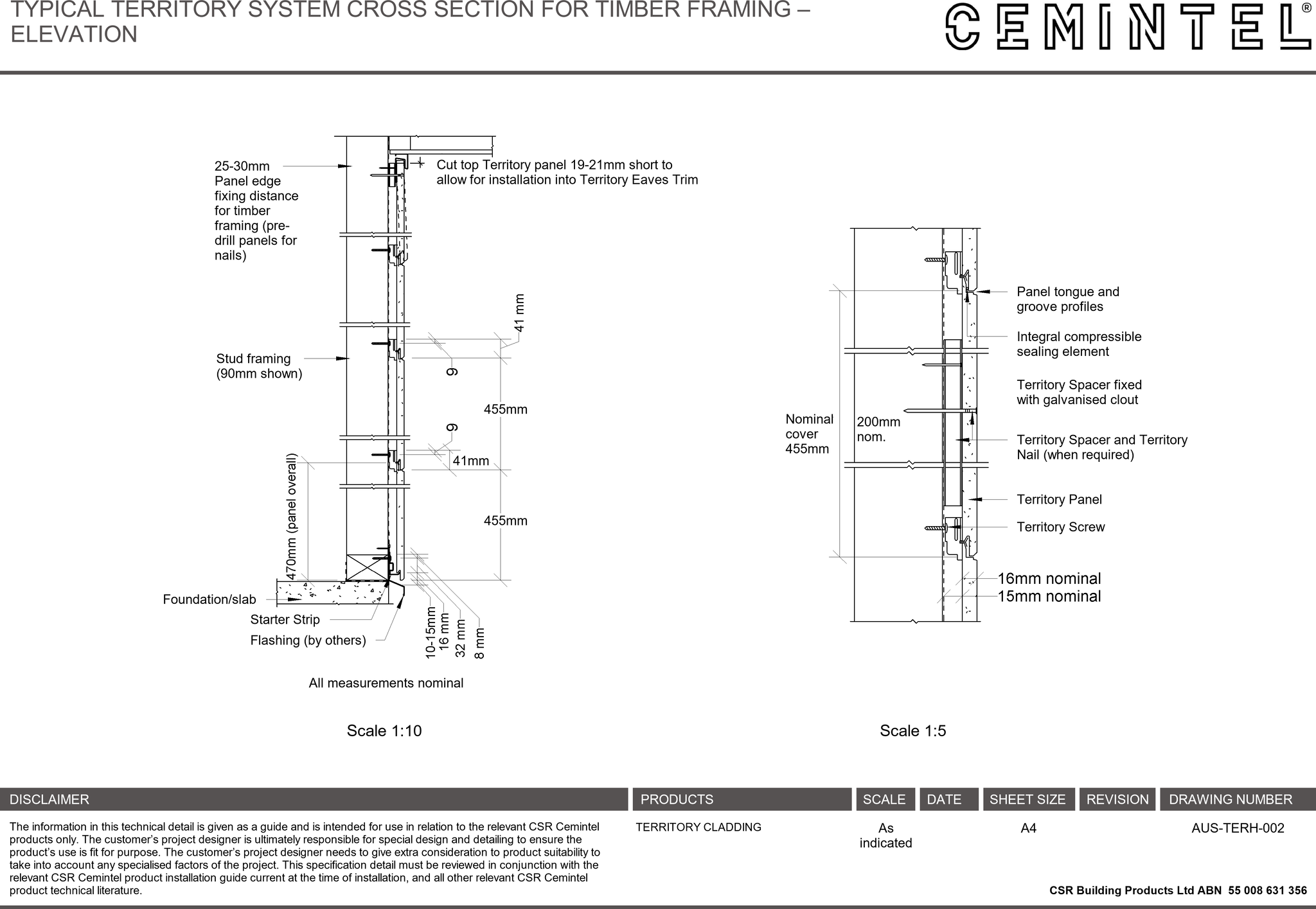 Navigate to AUS-TERH-002 - TYPICAL TERRITORY SYSTEM CROSS SECTION FOR TIMBER FRAMING – ELEVATION