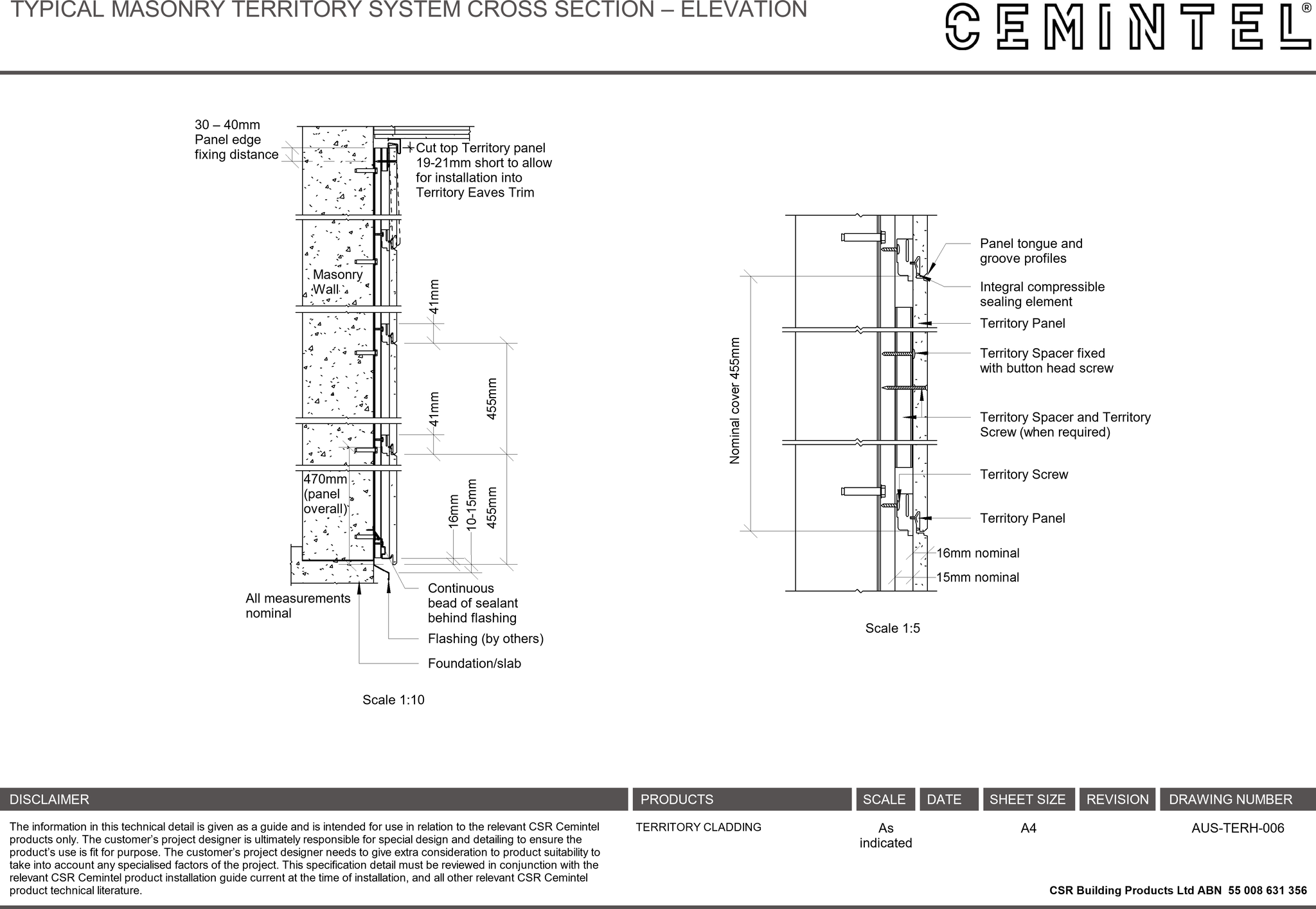 Navigate to AUS-TERH-006 - TYPICAL MASONRY TERRITORY SYSTEM CROSS SECTION – ELEVATION