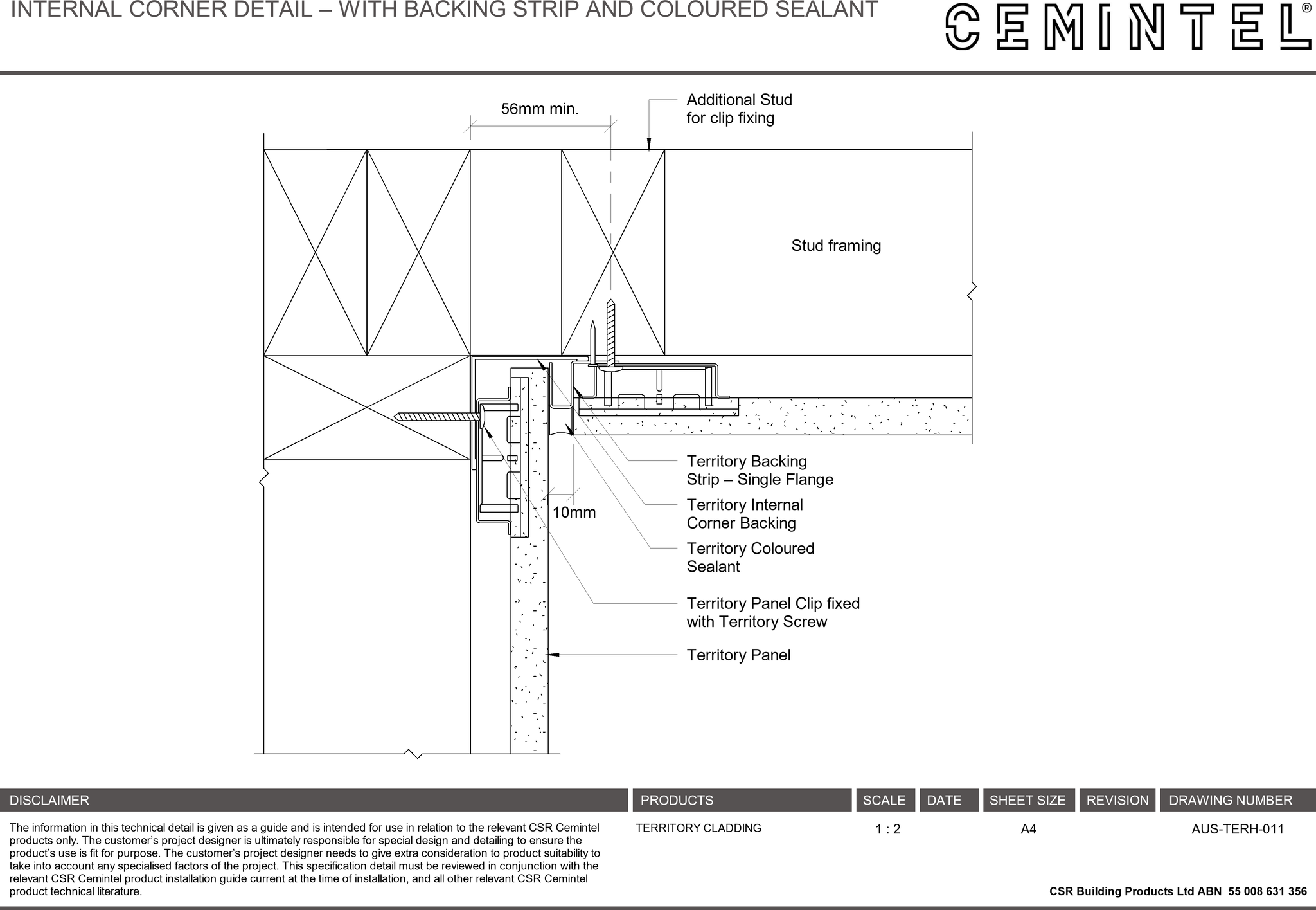  Image of AUS-TERH-011 - INTERNAL CORNER DETAIL – WITH BACKING STRIP AND COLOURED SEALANT