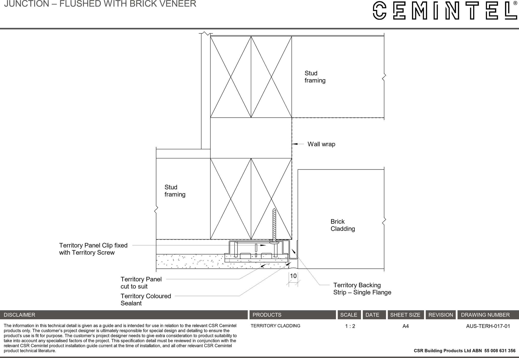 Navigate to AUS-TERH-017-01 - JUNCTION – FLUSHED WITH BRICK VENEER