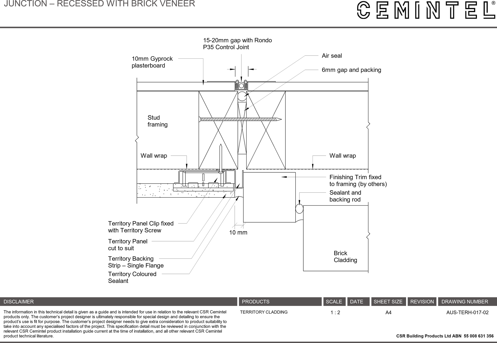 Navigate to AUS-TERH-017-02 - JUNCTION – RECESSED WITH BRICK VENEER