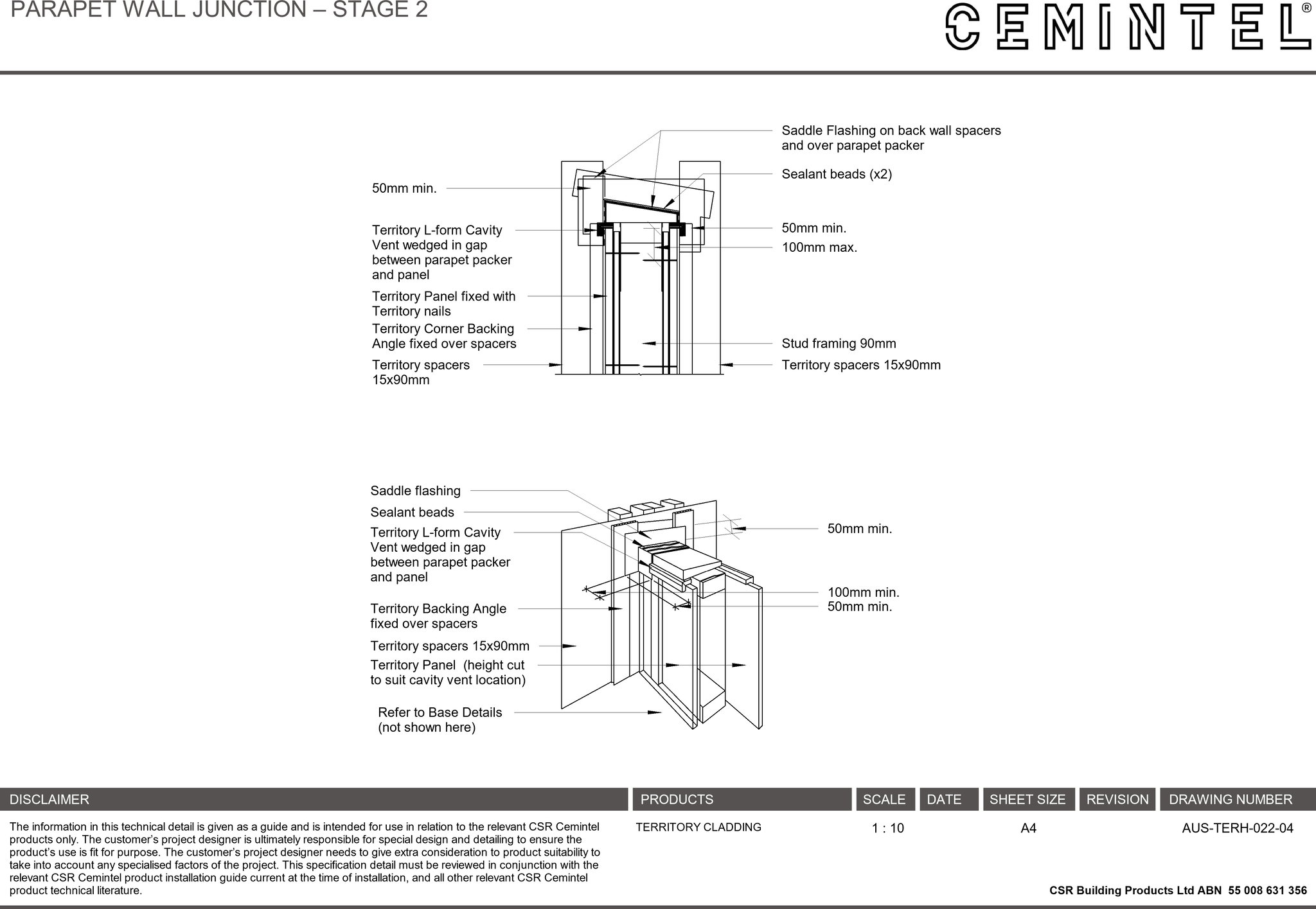 Navigate to AUS-TERH-022-04 - PARAPET WALL JUNCTION – STAGE 2