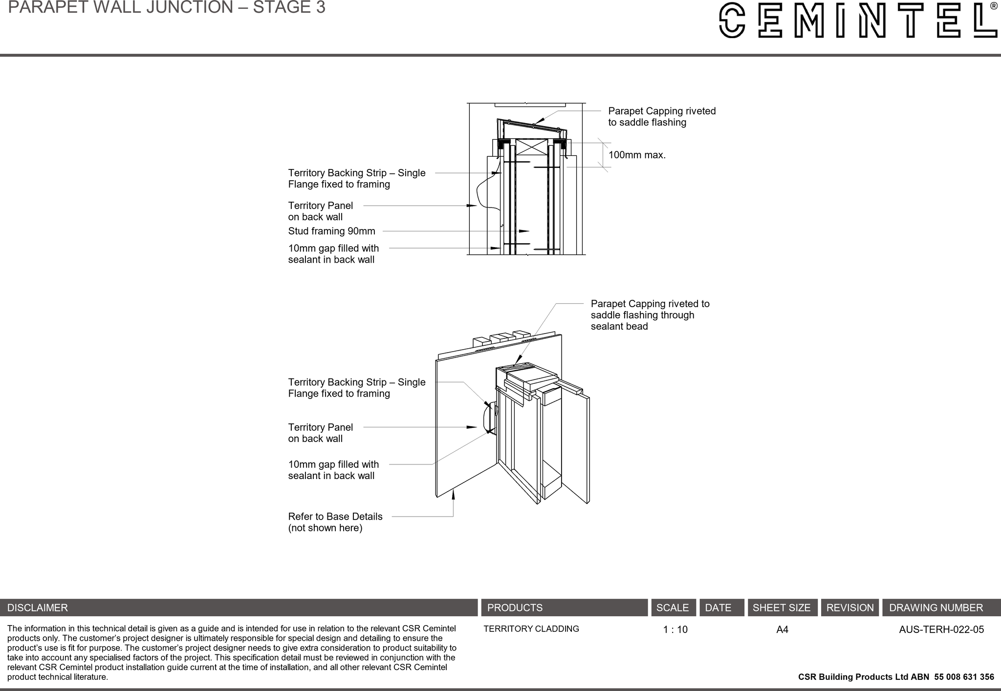 Navigate to AUS-TERH-022-05 - PARAPET WALL JUNCTION – STAGE 3