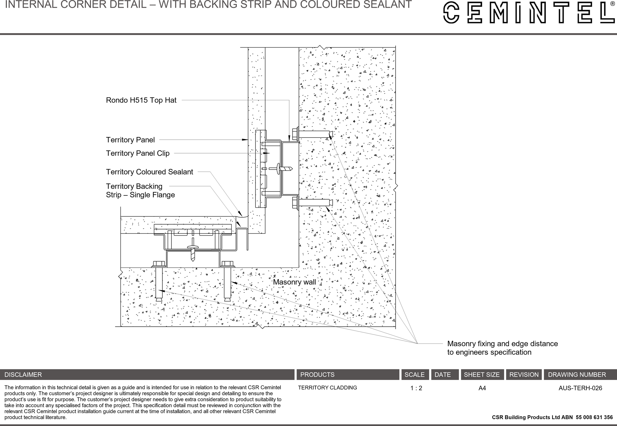Navigate to AUS-TERH-026 - INTERNAL CORNER DETAIL – WITH BACKING STRIP AND COLOURED SEALANT