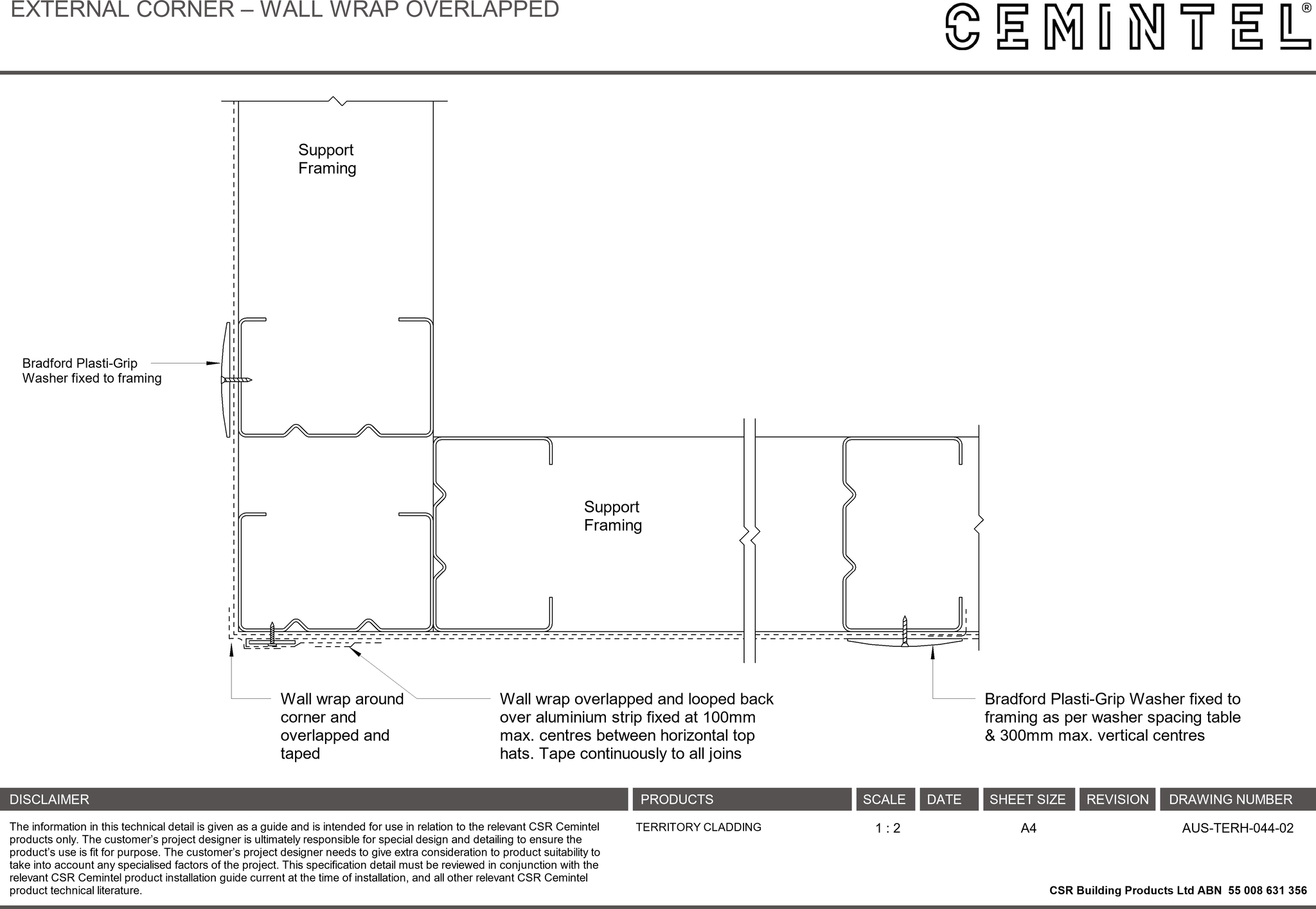 Navigate to AUS-TERH-044-02 - EXTERNAL CORNER – WALL WRAP OVERLAPPED