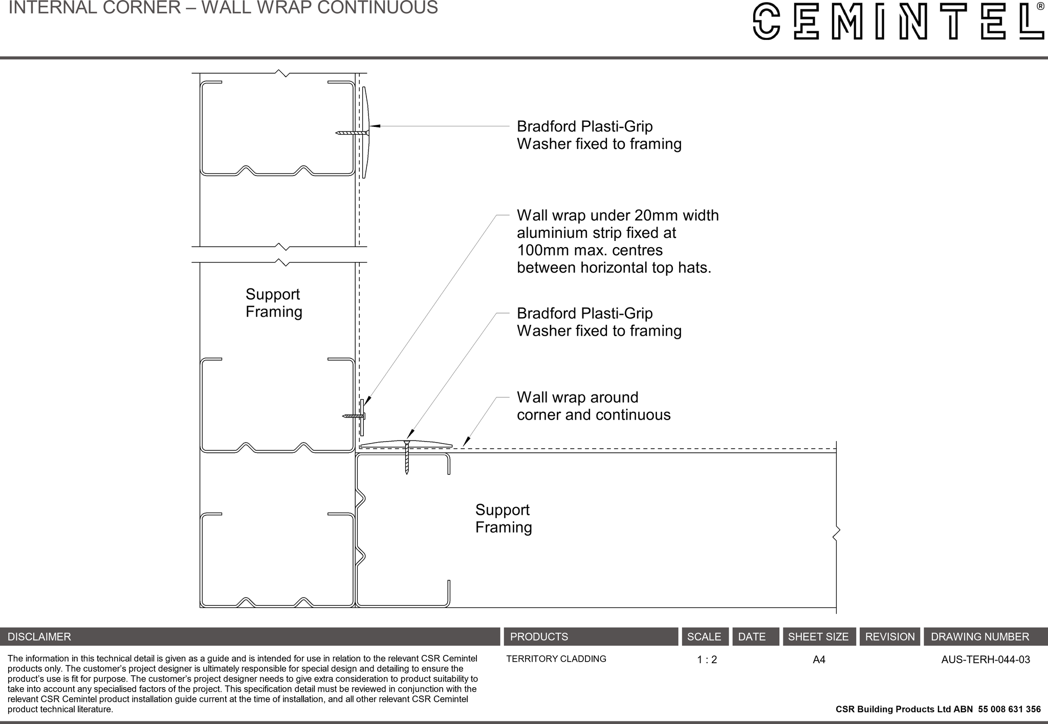  Image of AUS-TERH-044-03 - INTERNAL CORNER – WALL WRAP CONTINUOUS
