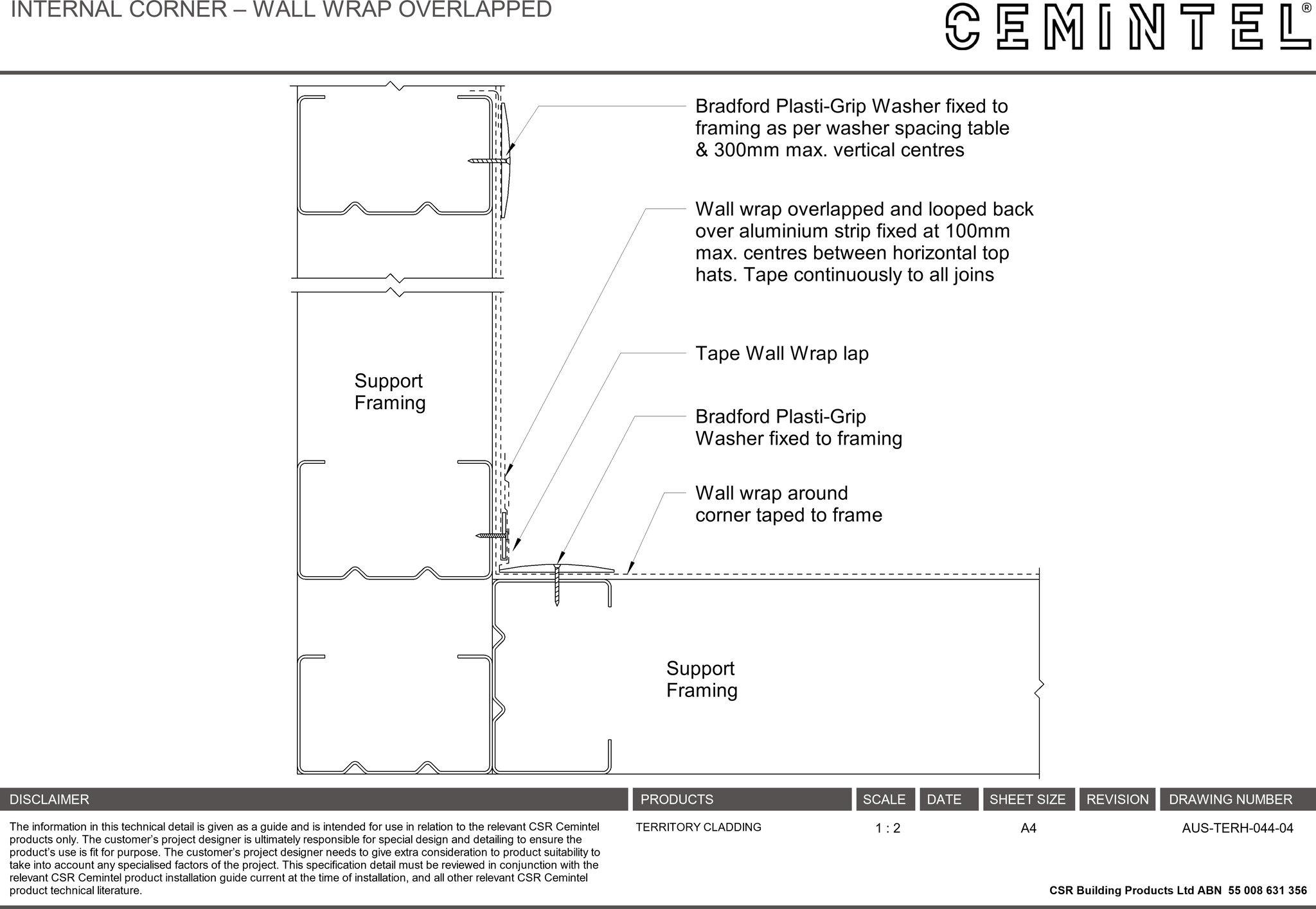 Navigate to AUS-TERH-044-04 - INTERNAL CORNER – WALL WRAP OVERLAPPED