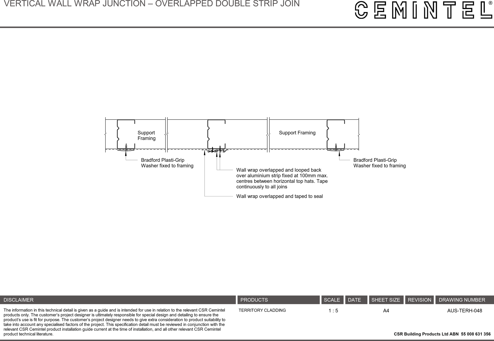Navigate to AUS-TERH-048 - VERTICAL WALL WRAP JUNCTION – OVERLAPPED DOUBLE STRIP JOIN