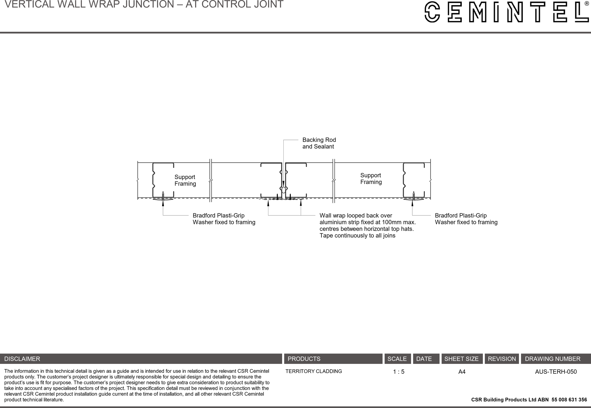 Navigate to AUS-TERH-050 - VERTICAL WALL WRAP JUNCTION – AT CONTROL JOINT