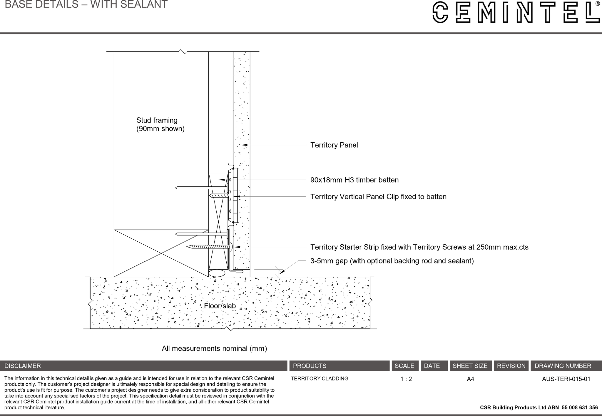  Image of AUS-TERI-015-01 - BASE DETAILS – WITH SEALANT