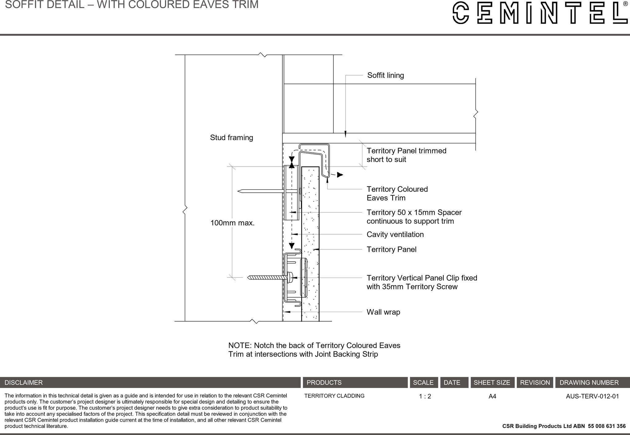 Navigate to AUS-TERV-012-01 - SOFFIT DETAIL – WITH COLOURED EAVES TRIM