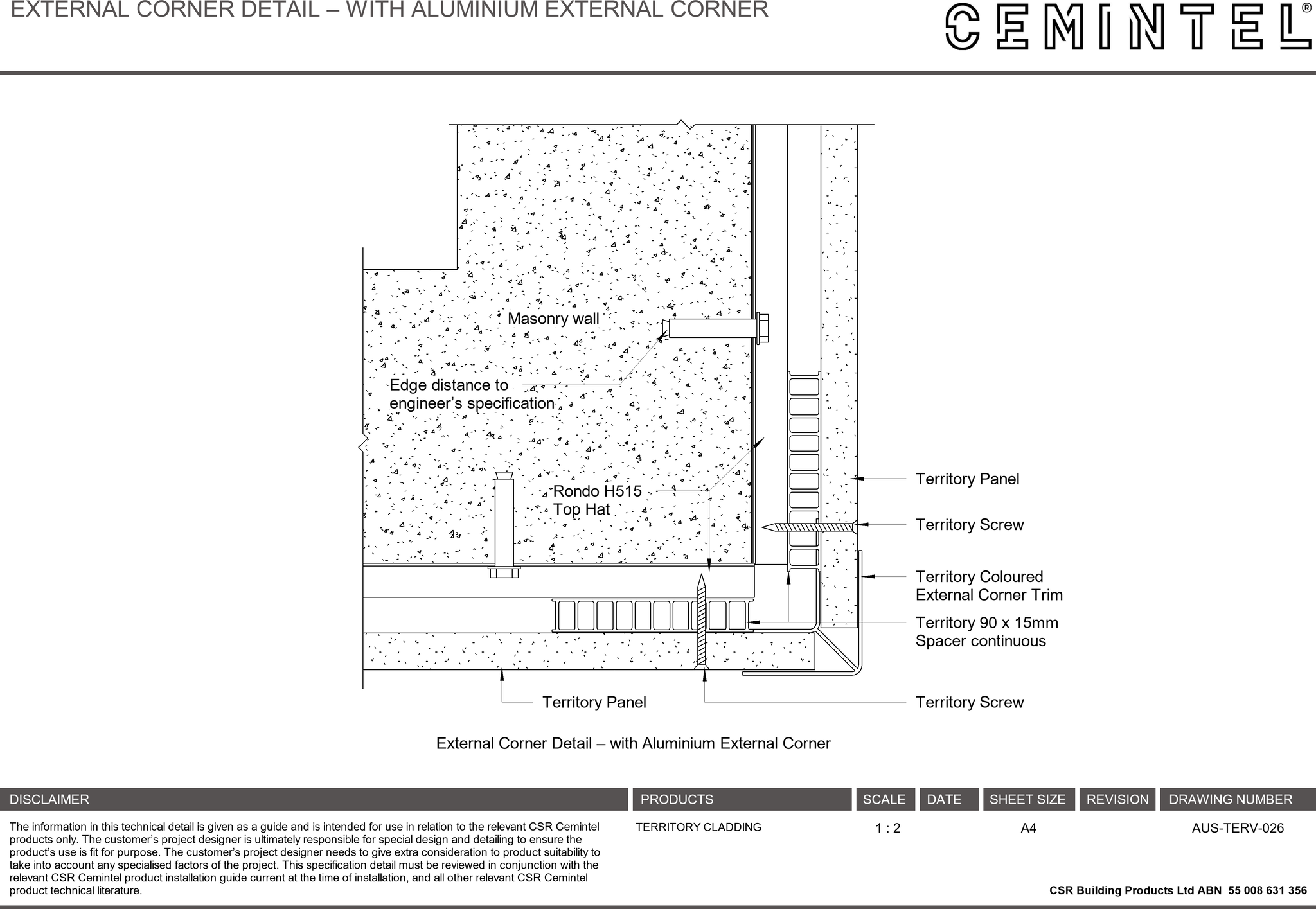 Navigate to AUS-TERV-026 - EXTERNAL CORNER DETAIL – WITH ALUMINIUM EXTERNAL CORNER