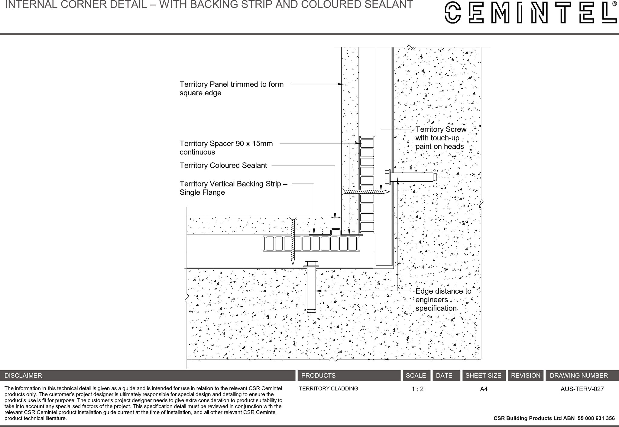 Navigate to AUS-TERV-027 - INTERNAL CORNER DETAIL – WITH BACKING STRIP AND COLOURED SEALANT