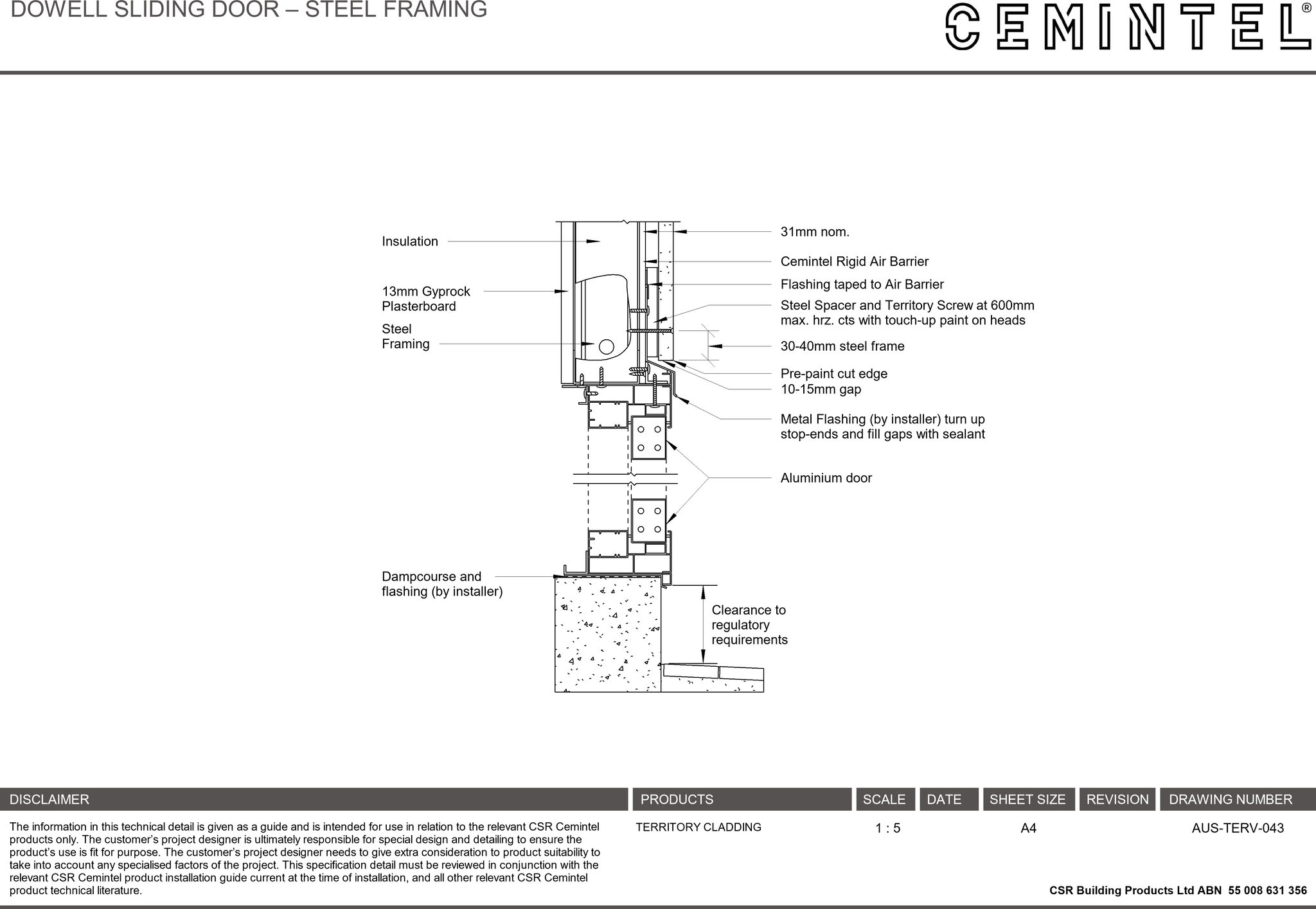  Image of AUS-TERV-043 - DOWELL SLIDING DOOR – STEEL FRAMING
