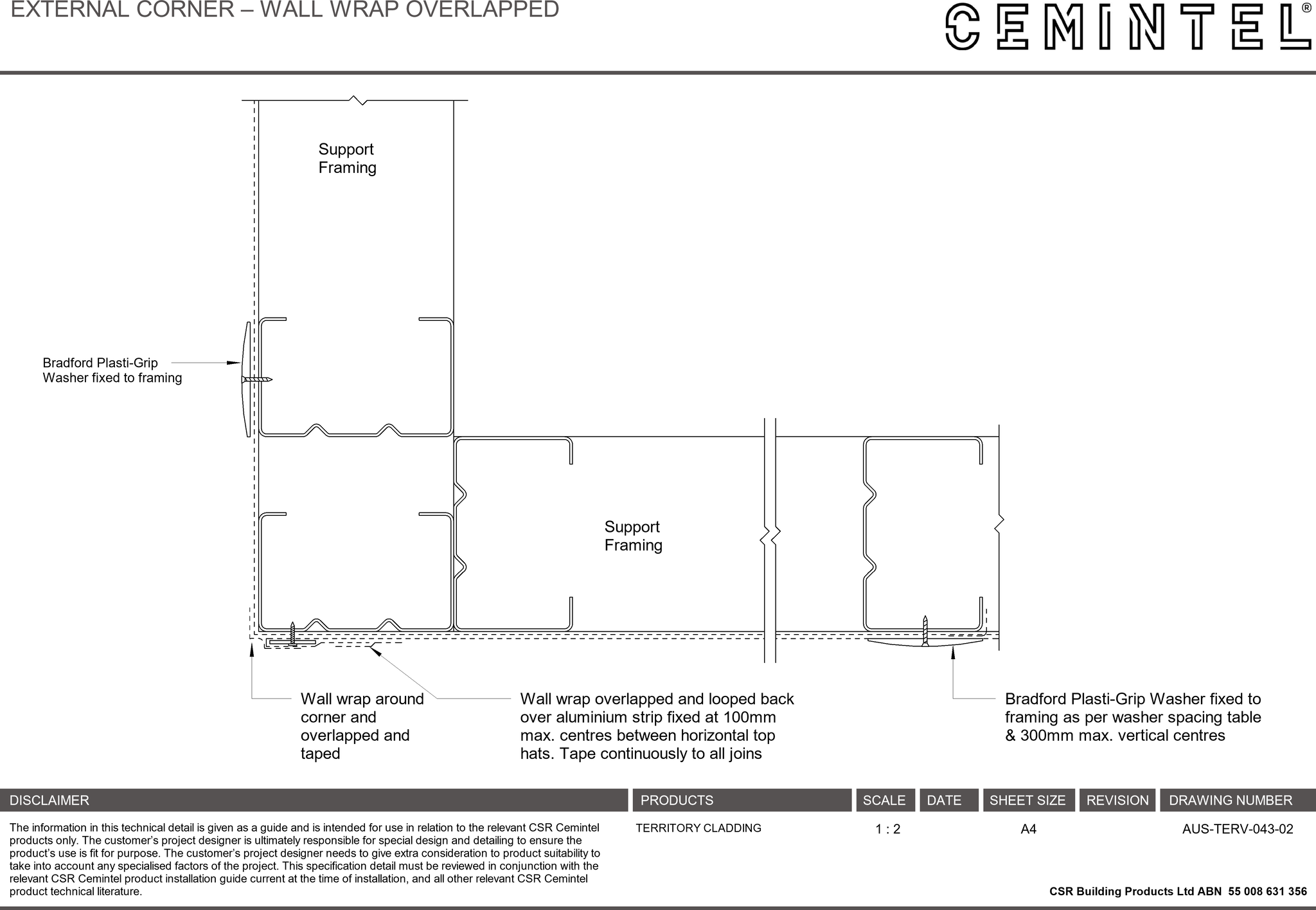 Navigate to AUS-TERV-043-02 - EXTERNAL CORNER – WALL WRAP OVERLAPPED