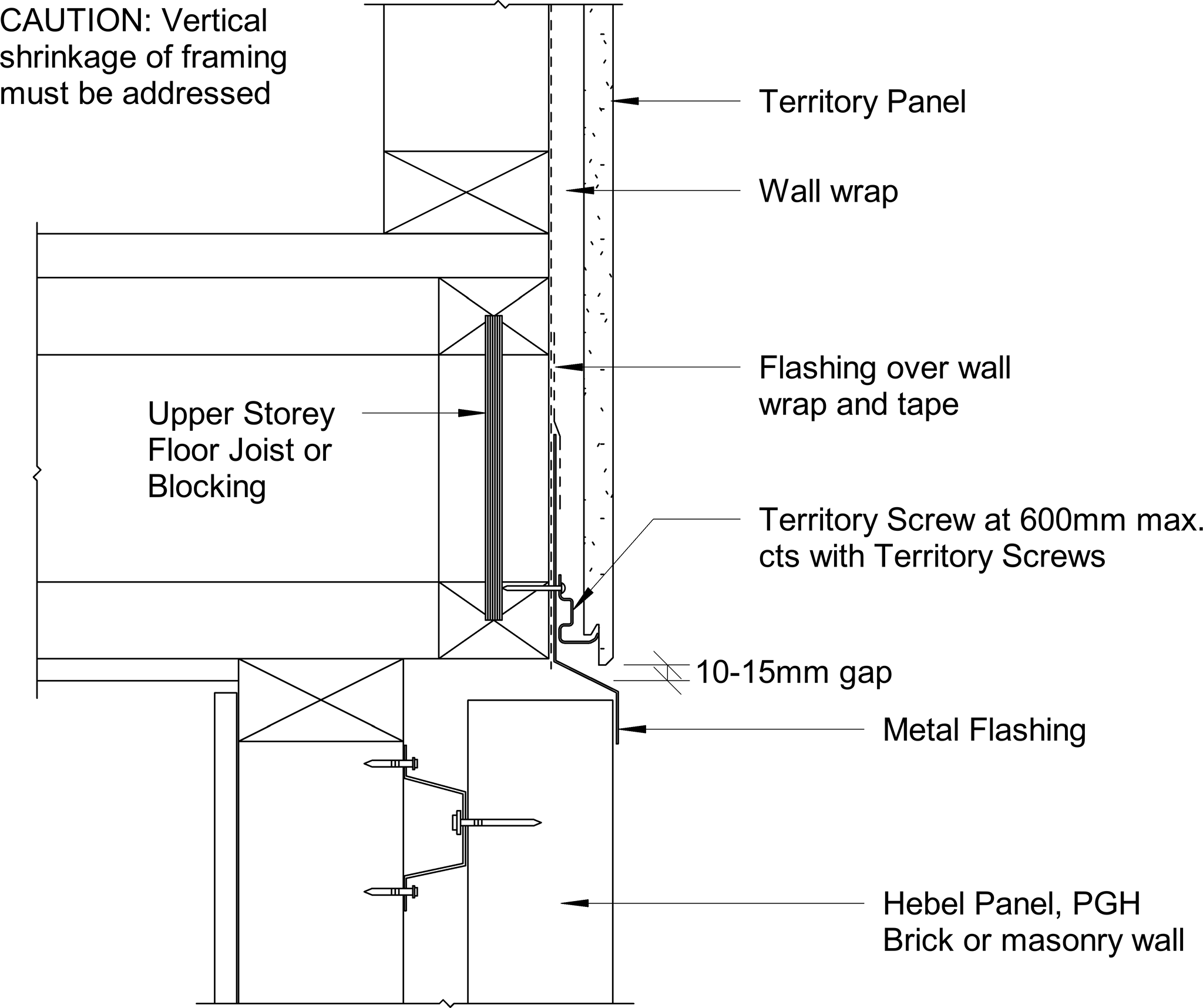 Navigate to Territory Horizontal - Second Storey Junction with Masonry, Brick Veneer or Hebel Panels – Cantilevered Framing