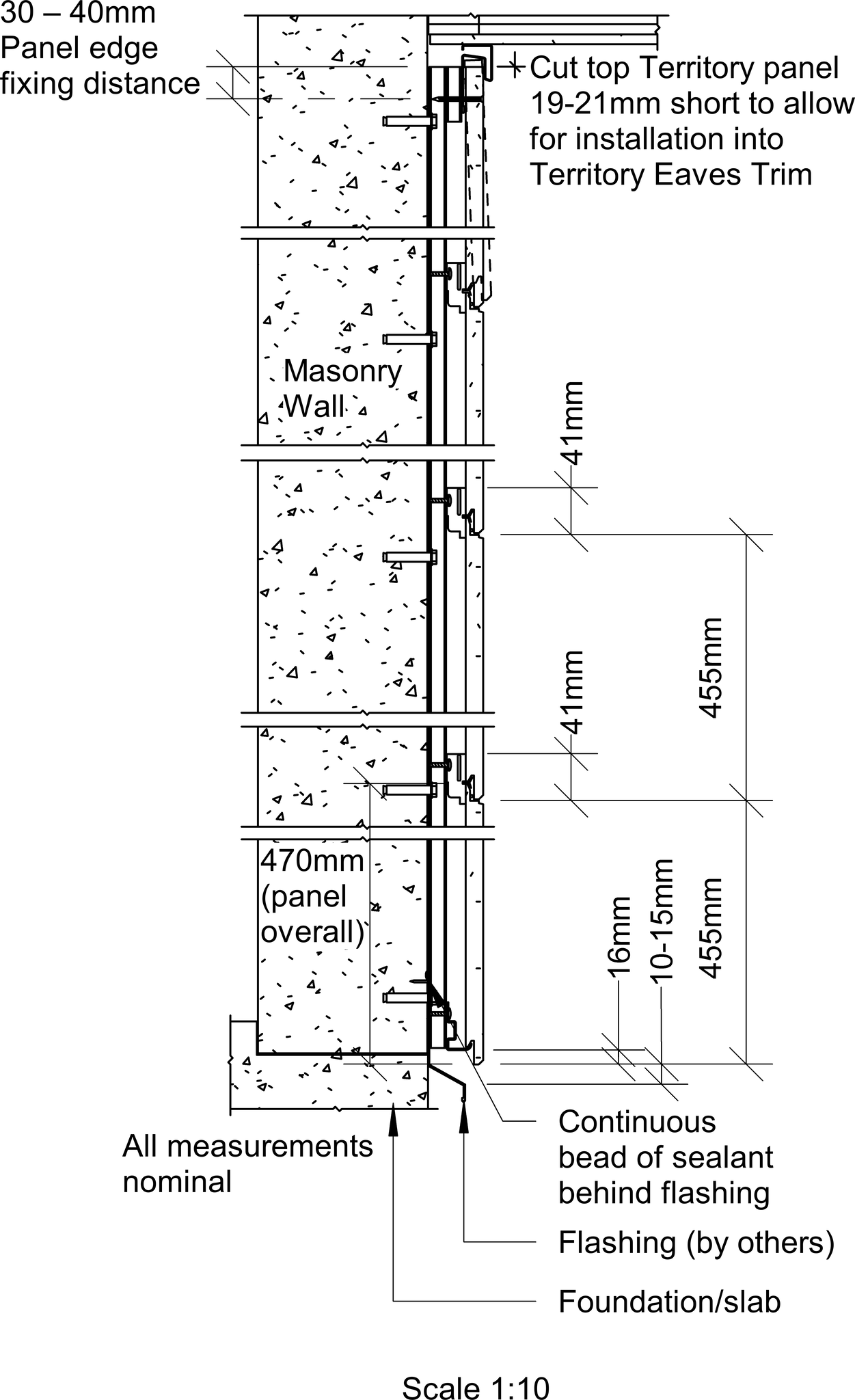 Navigate to Territory Horizontal - Typical Masonry Territory System Cross Section – Elevation