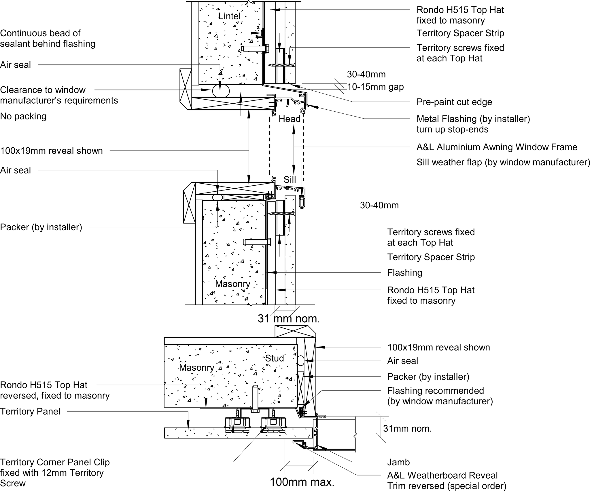 Navigate to Territory Horizontal - Window Detail – A&L Aluminium Awning Window with Weatherboard Trim