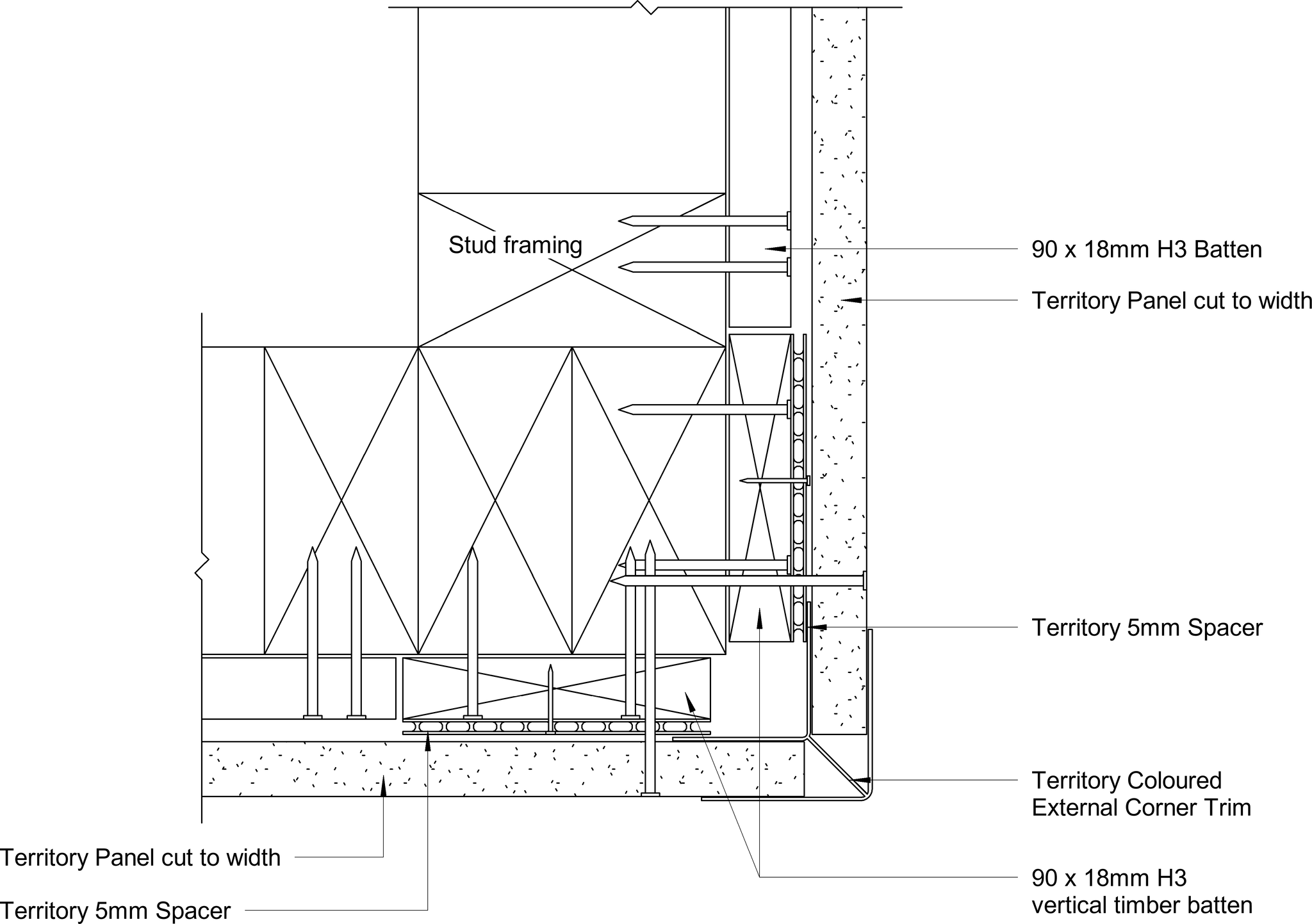 Navigate to Territory Internal - External Corner Detail – With Coloured External Corner Trim - Plan View