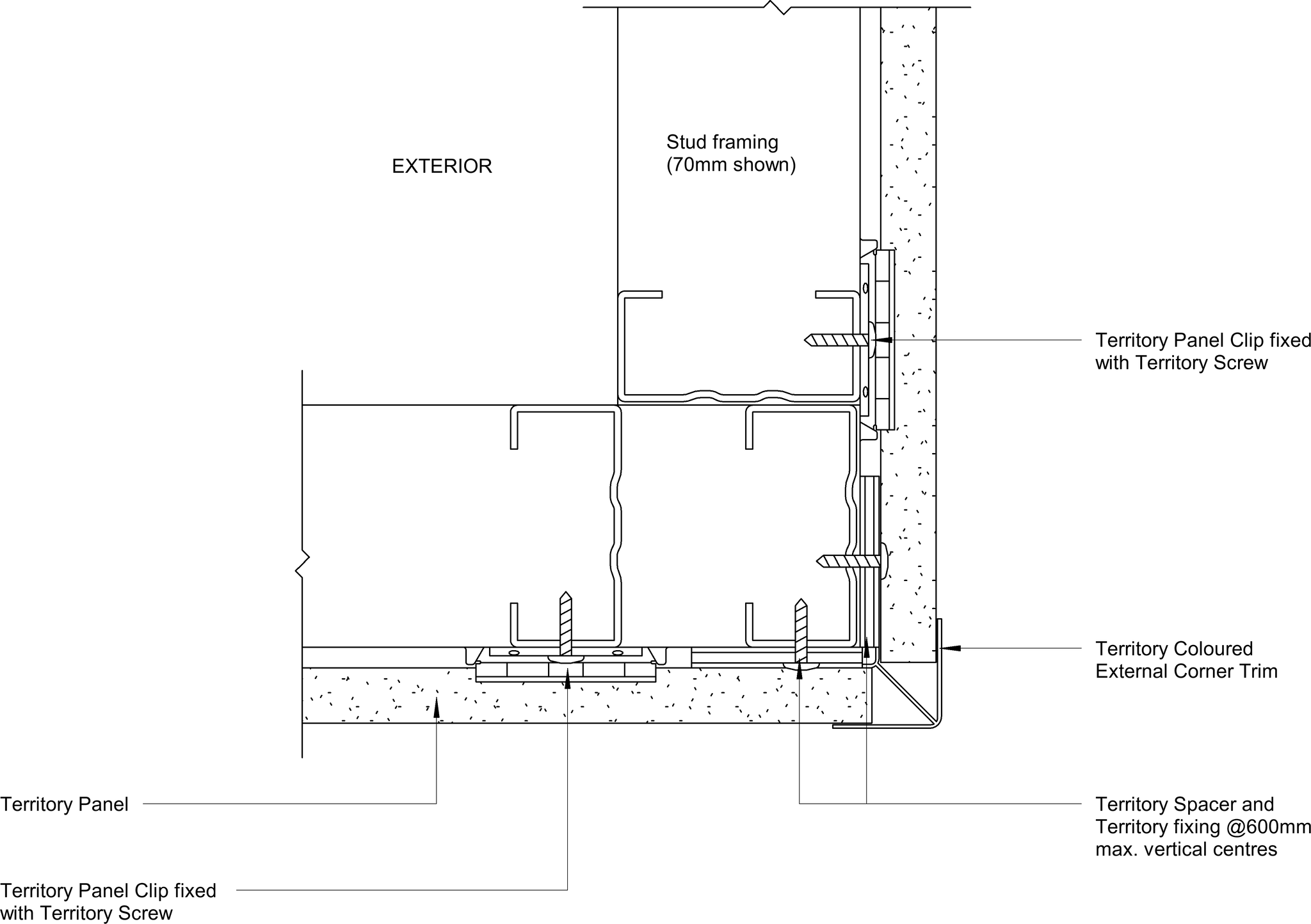 Navigate to Territory Internal - External Corner with Coloured External Corner Trim – Plan View