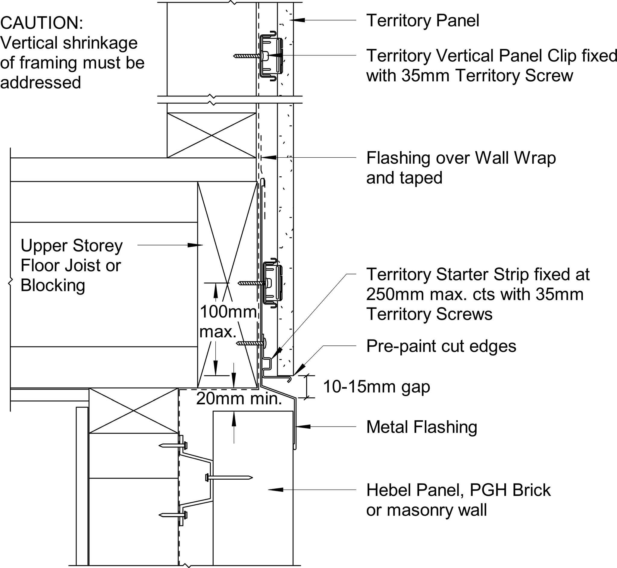 Navigate to Territory Vertical - Second Storey Junction with Masonry, Brick Veneer or Hebel Panels – Cantilevered Framing