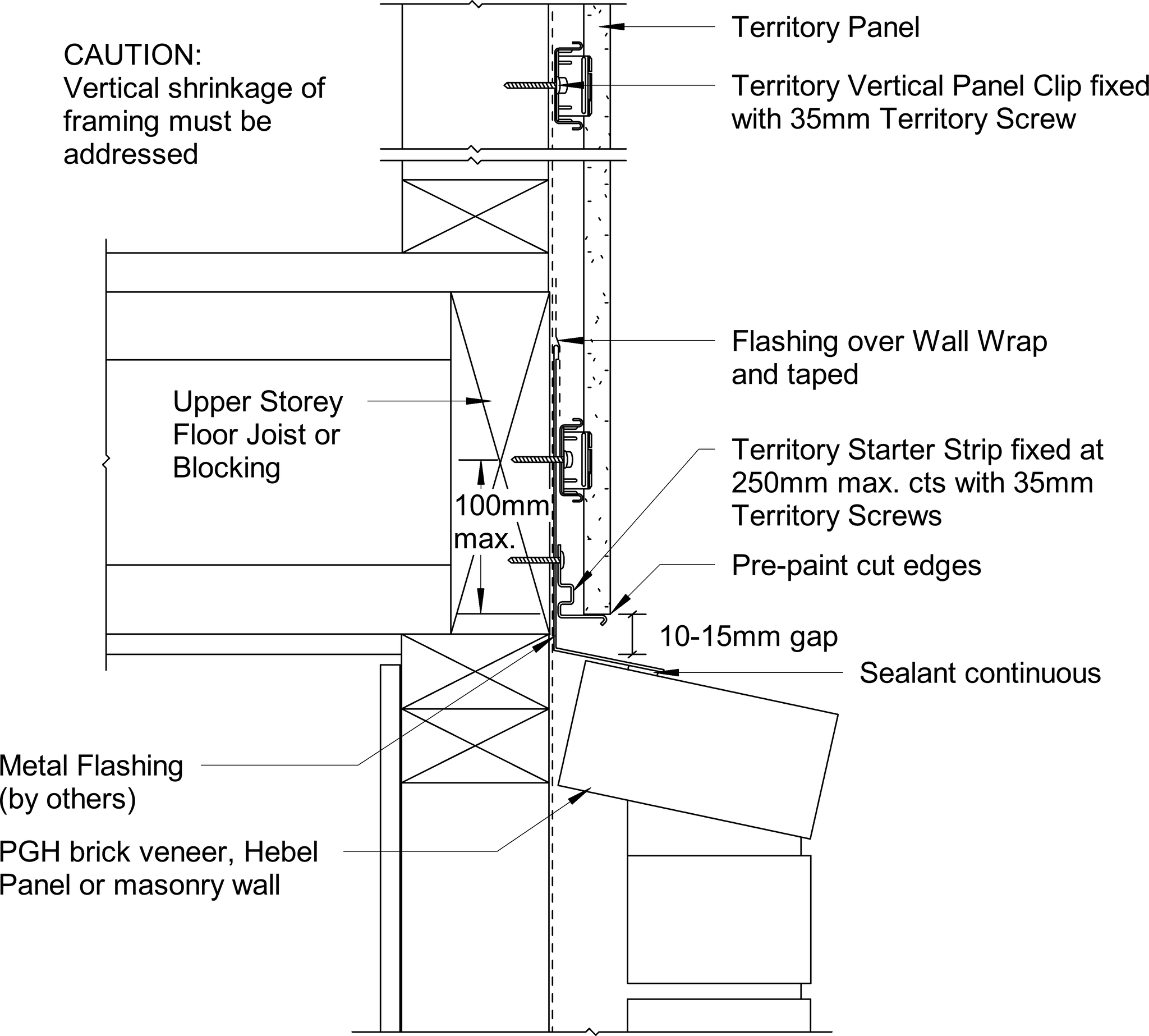 Navigate to Territory Vertical - Second Storey Junction with Masonry, Brick Veneer or Hebel Panels – In-line Framing