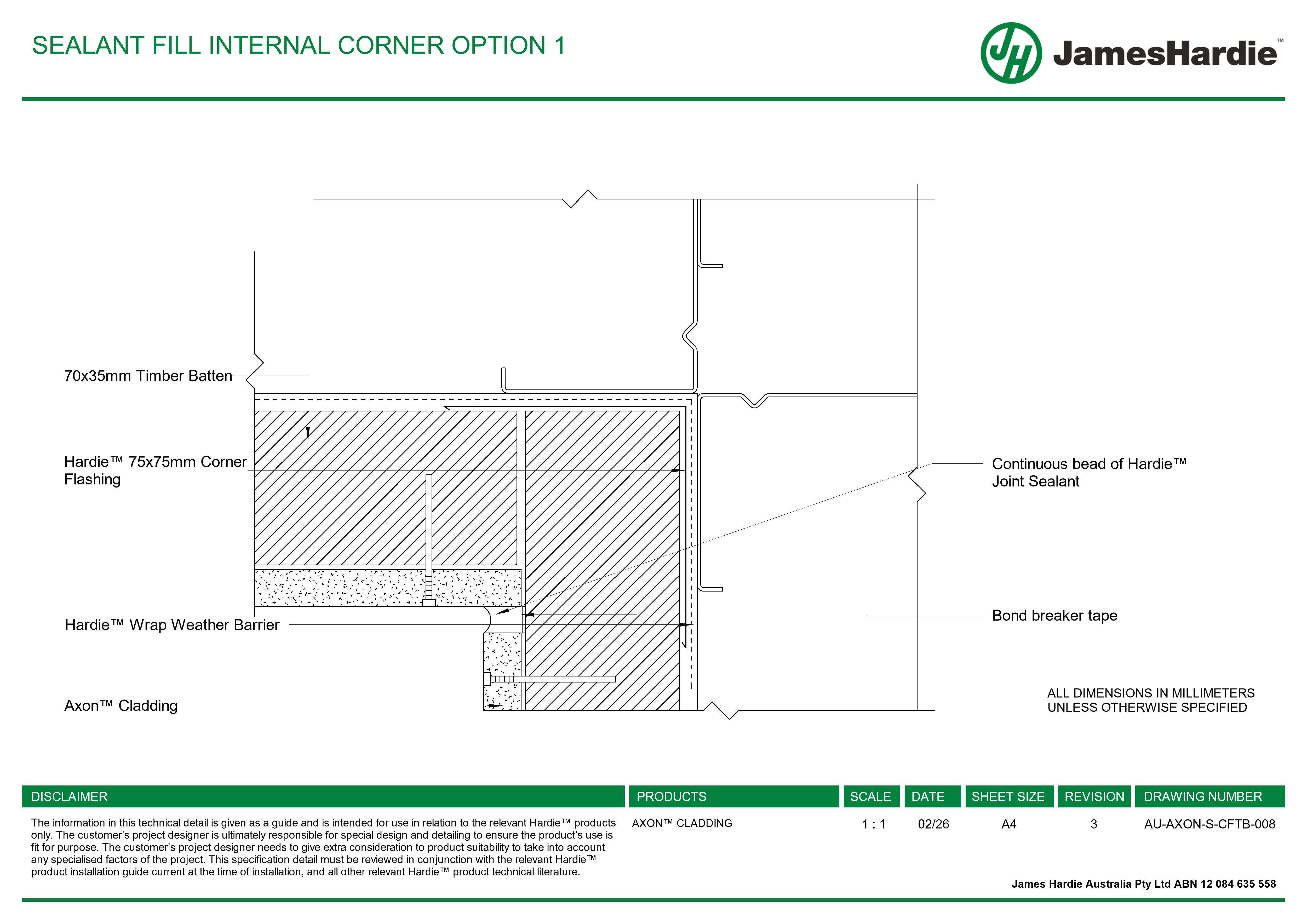 Navigate to AU-AXON-S-CFTB-008 - SEALANT FILL INTERNAL CORNER OPTION 1