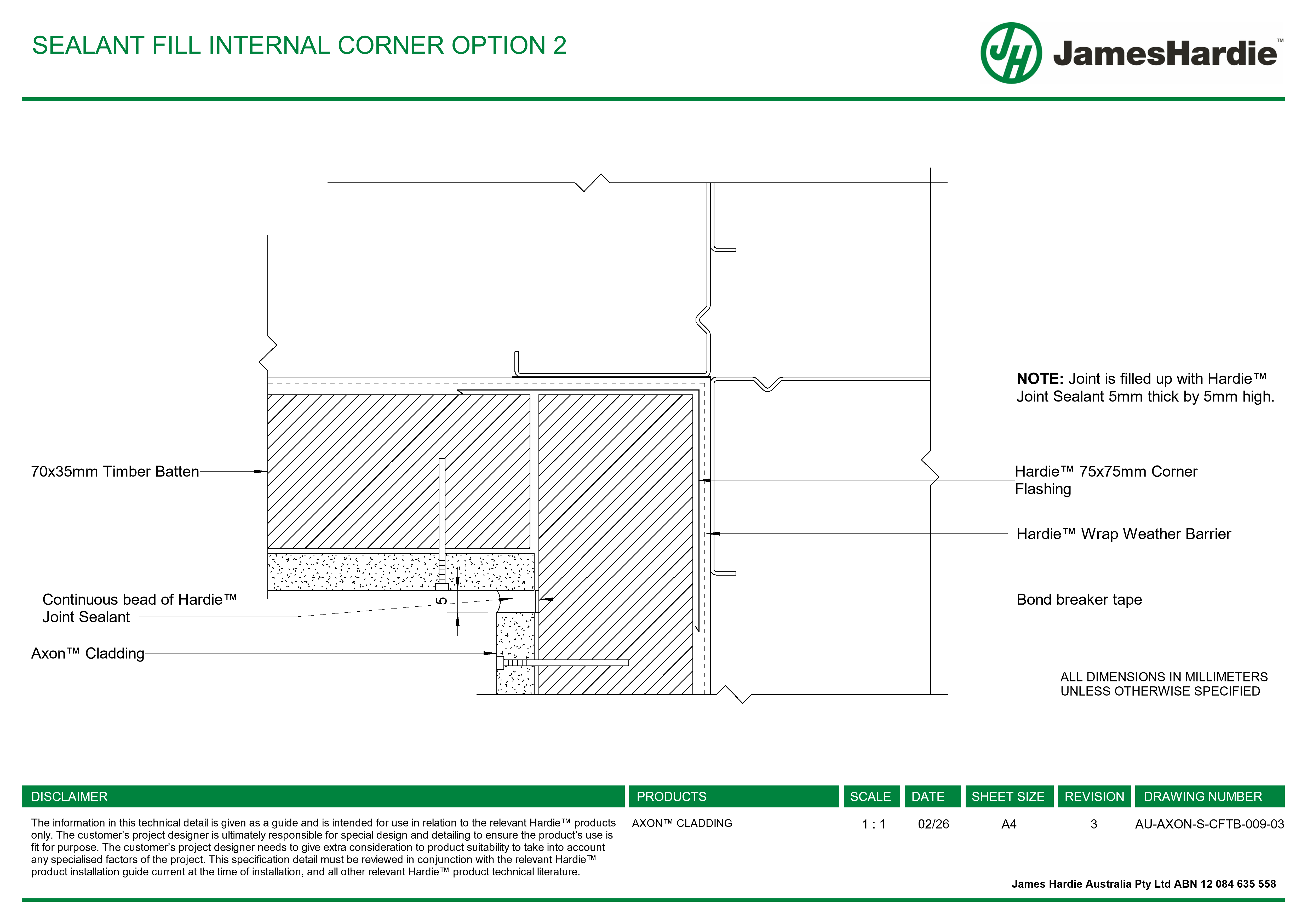 Navigate to AU-AXON-S-CFTB-009-03 - SEALANT FILL INTERNAL CORNER OPTION 2