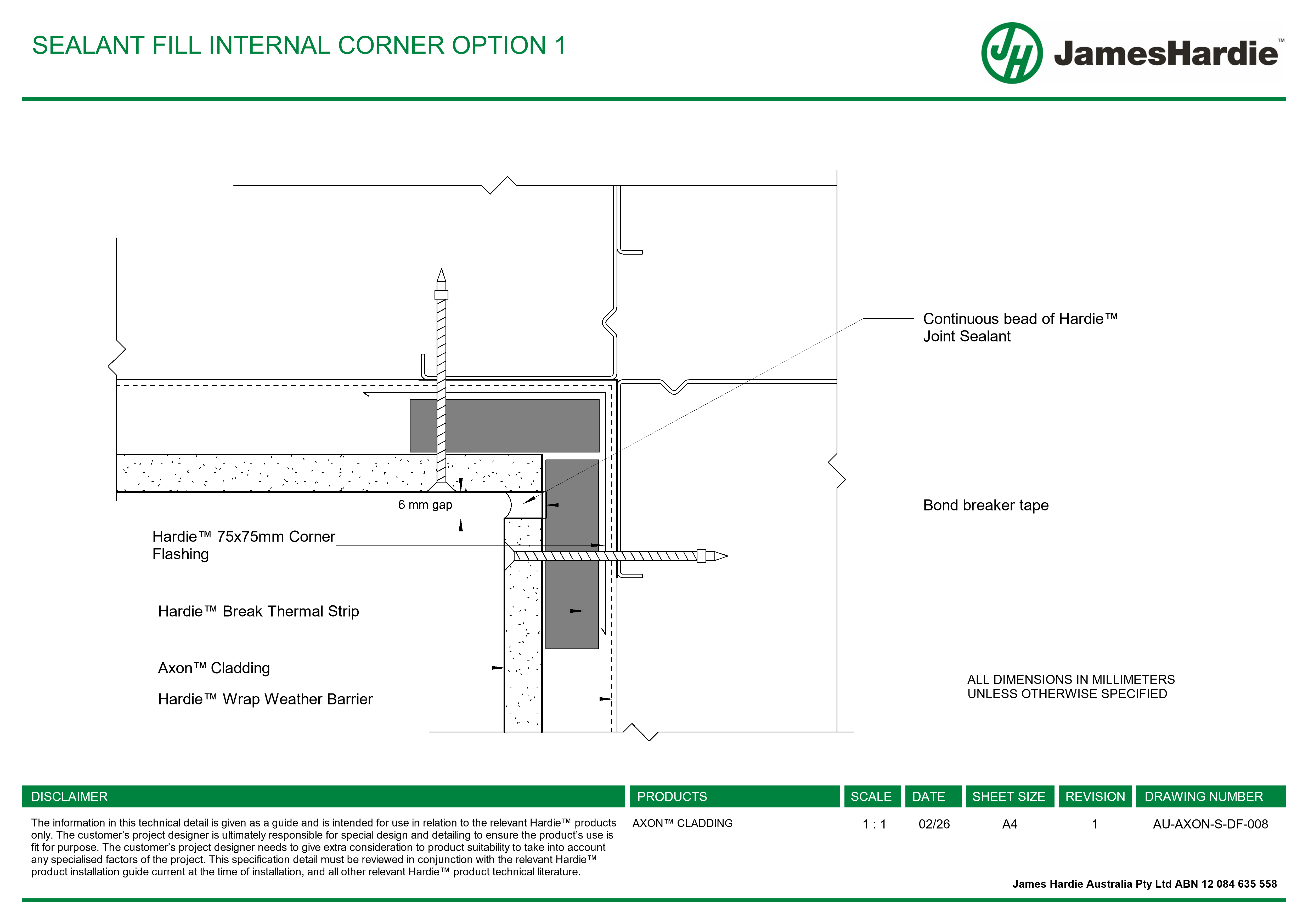 Navigate to AU-AXON-S-DF-008 - SEALANT FILL INTERNAL CORNER OPTION 1