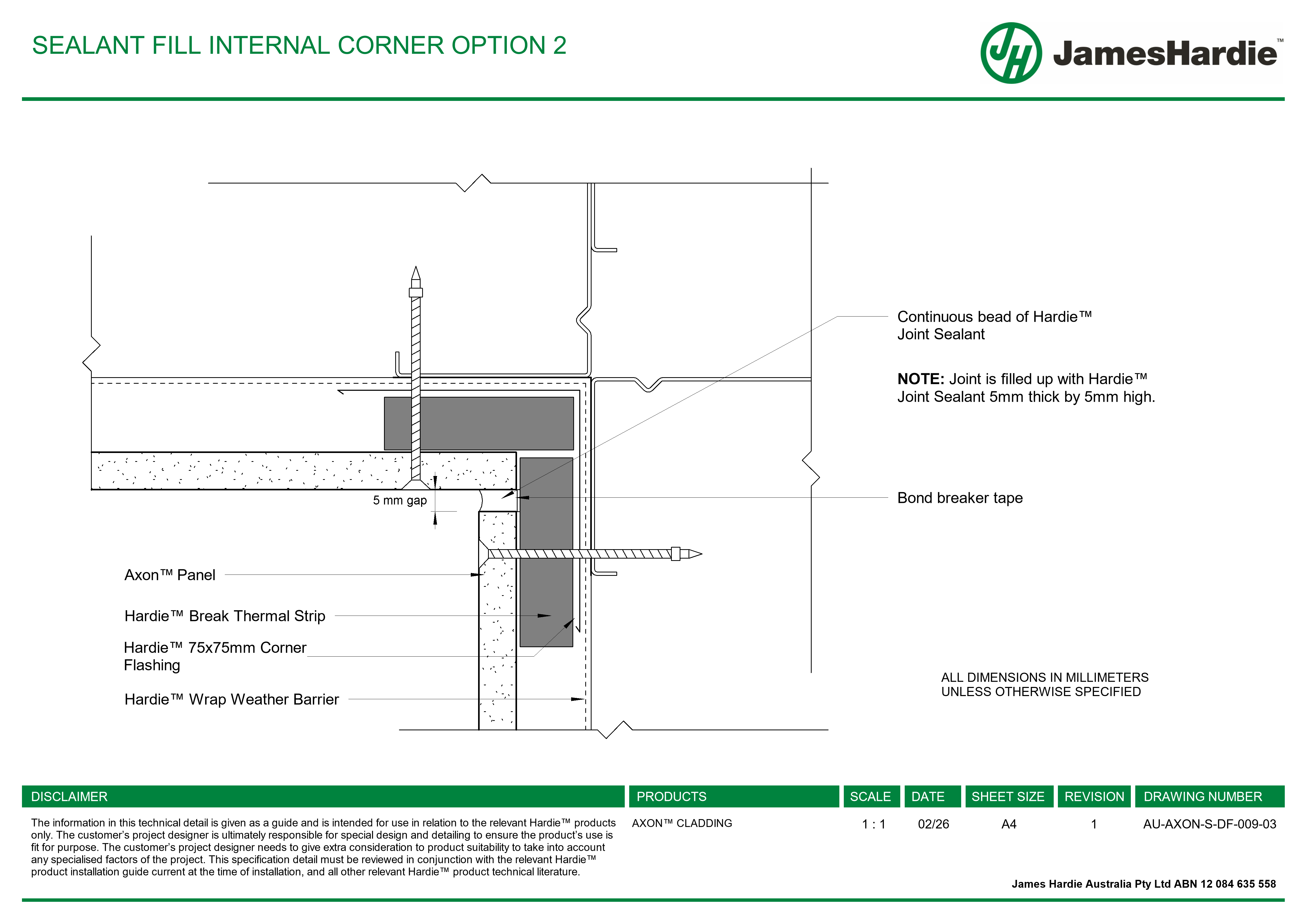 Navigate to AU-AXON-S-DF-009-03 - SEALANT FILL INTERNAL CORNER OPTION 2