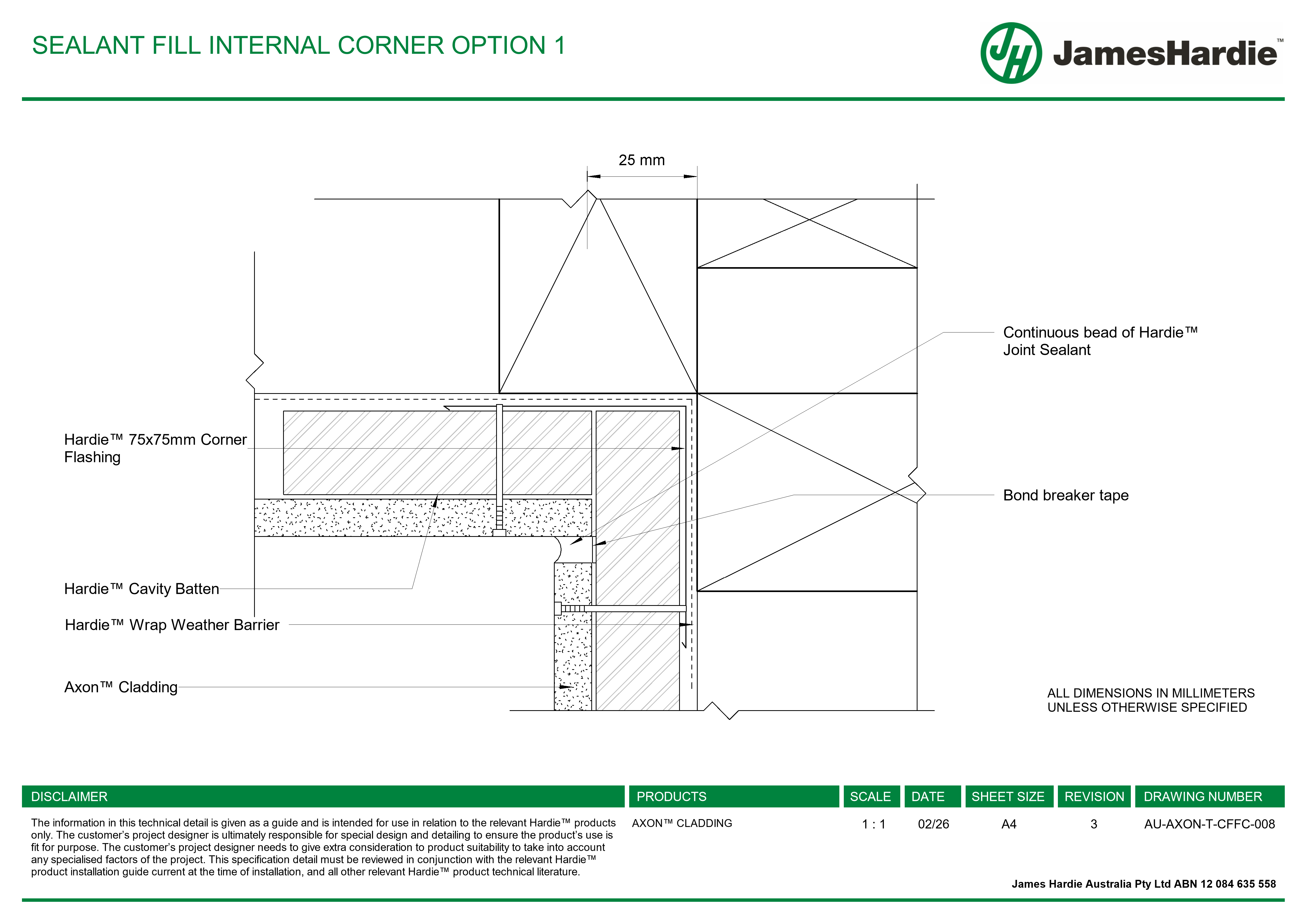 Navigate to AU-AXON-T-CFFC-008 - SEALANT FILL INTERNAL CORNER OPTION 1