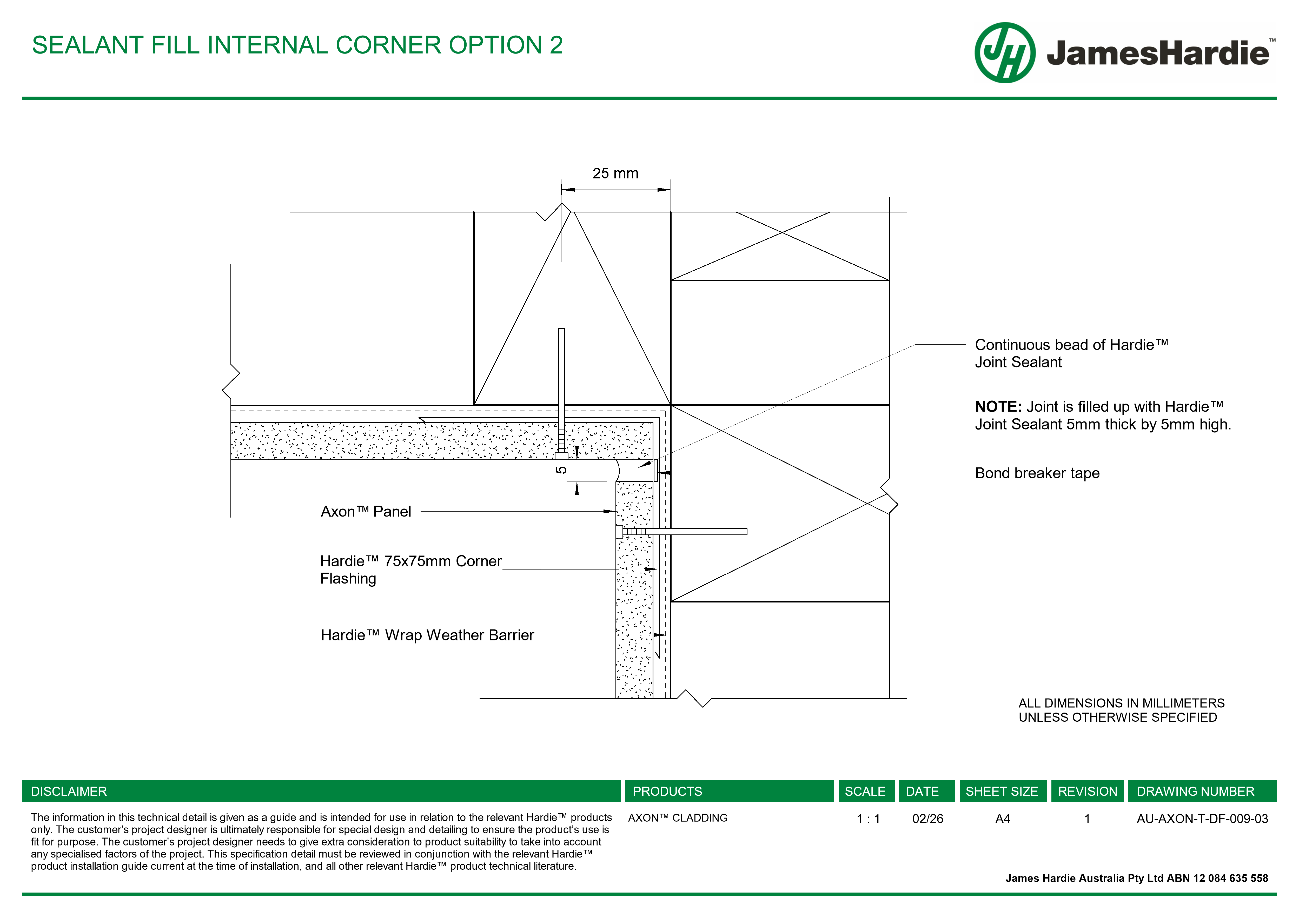Navigate to AU-AXON-T-DF-009-03 - SEALANT FILL INTERNAL CORNER OPTION 2