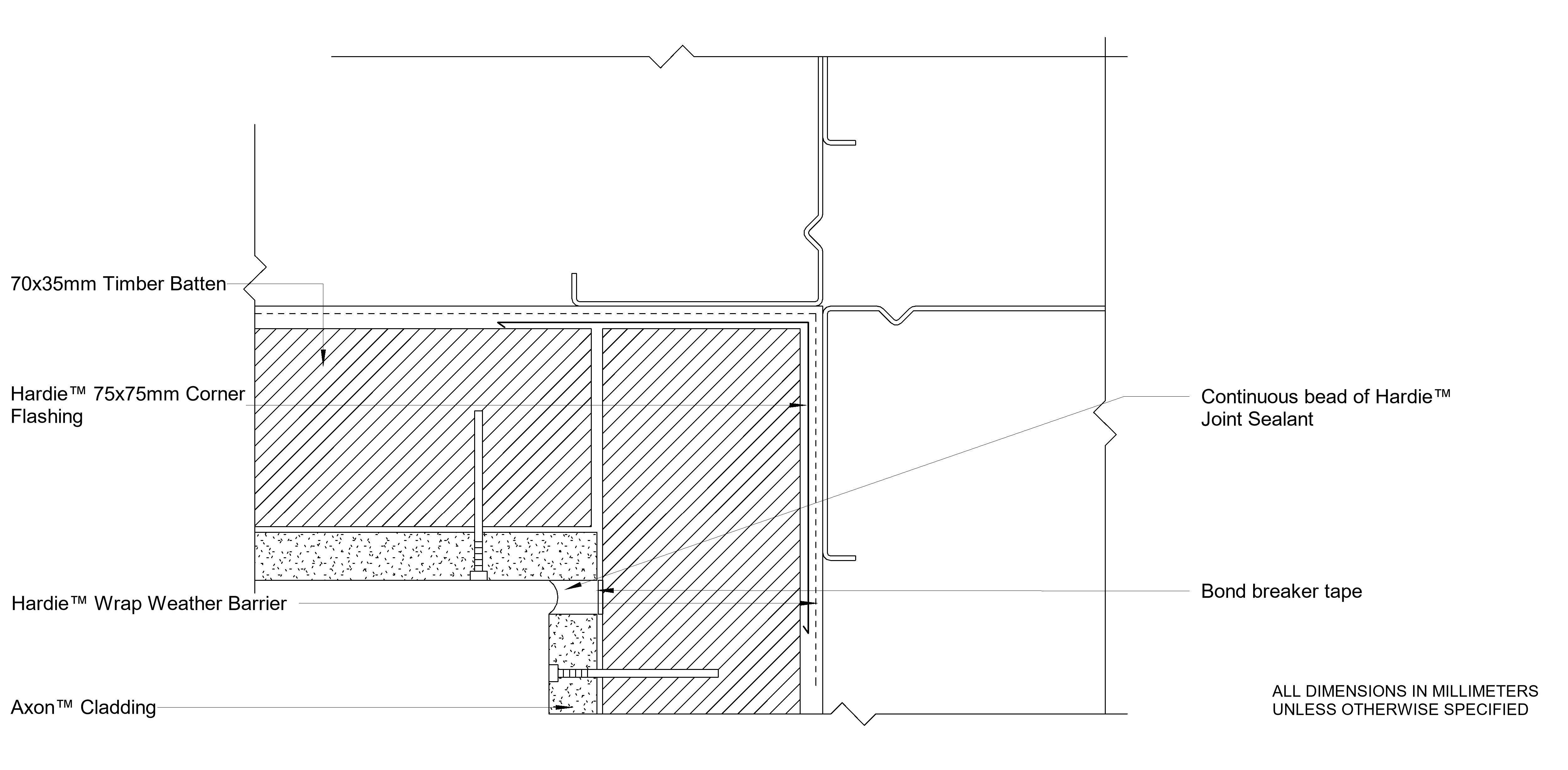 Navigate to AXON Steel CFTB Sealant Fill Internal Corner Option 1