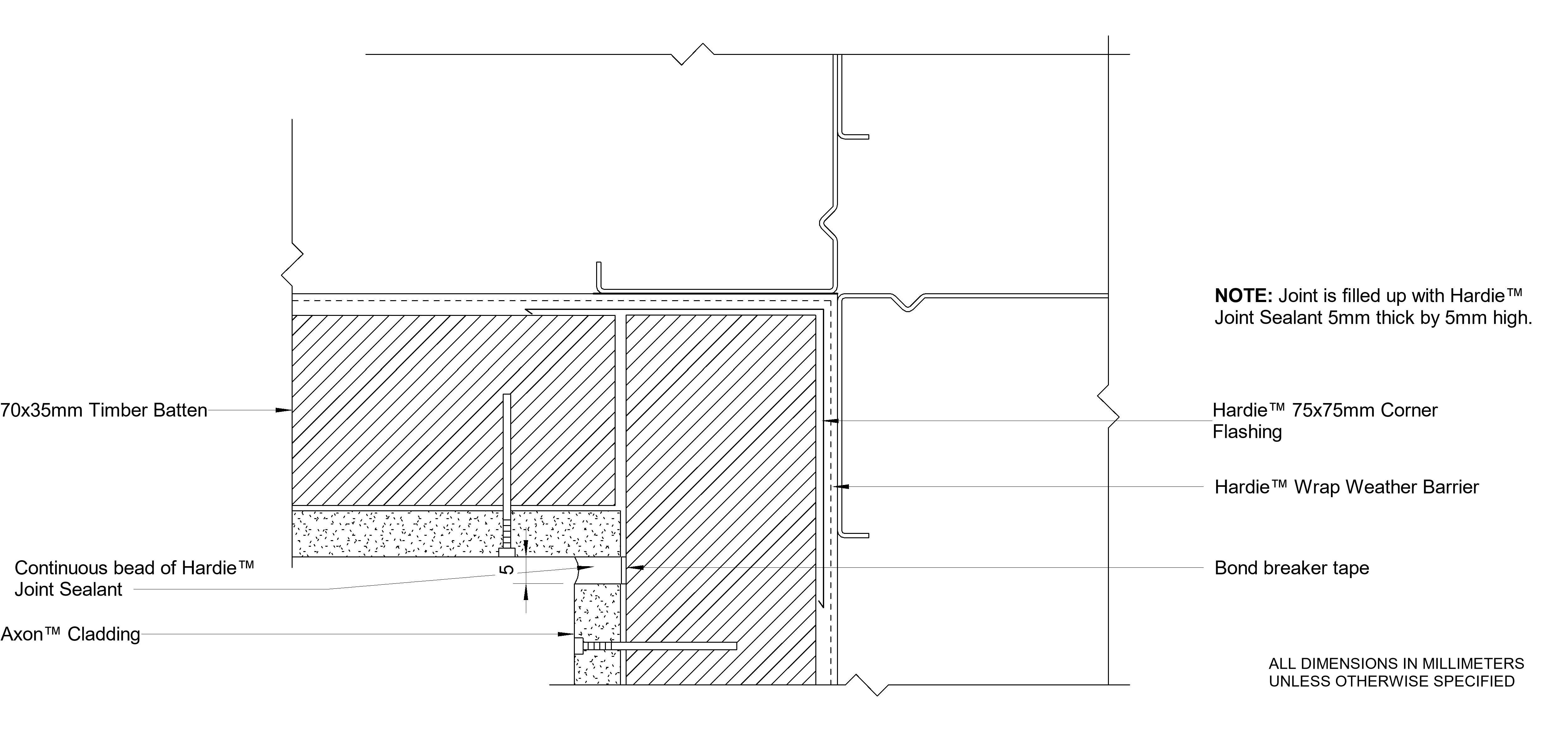 Navigate to AXON Steel CFTB Sealant Fill Internal Corner Option 2
