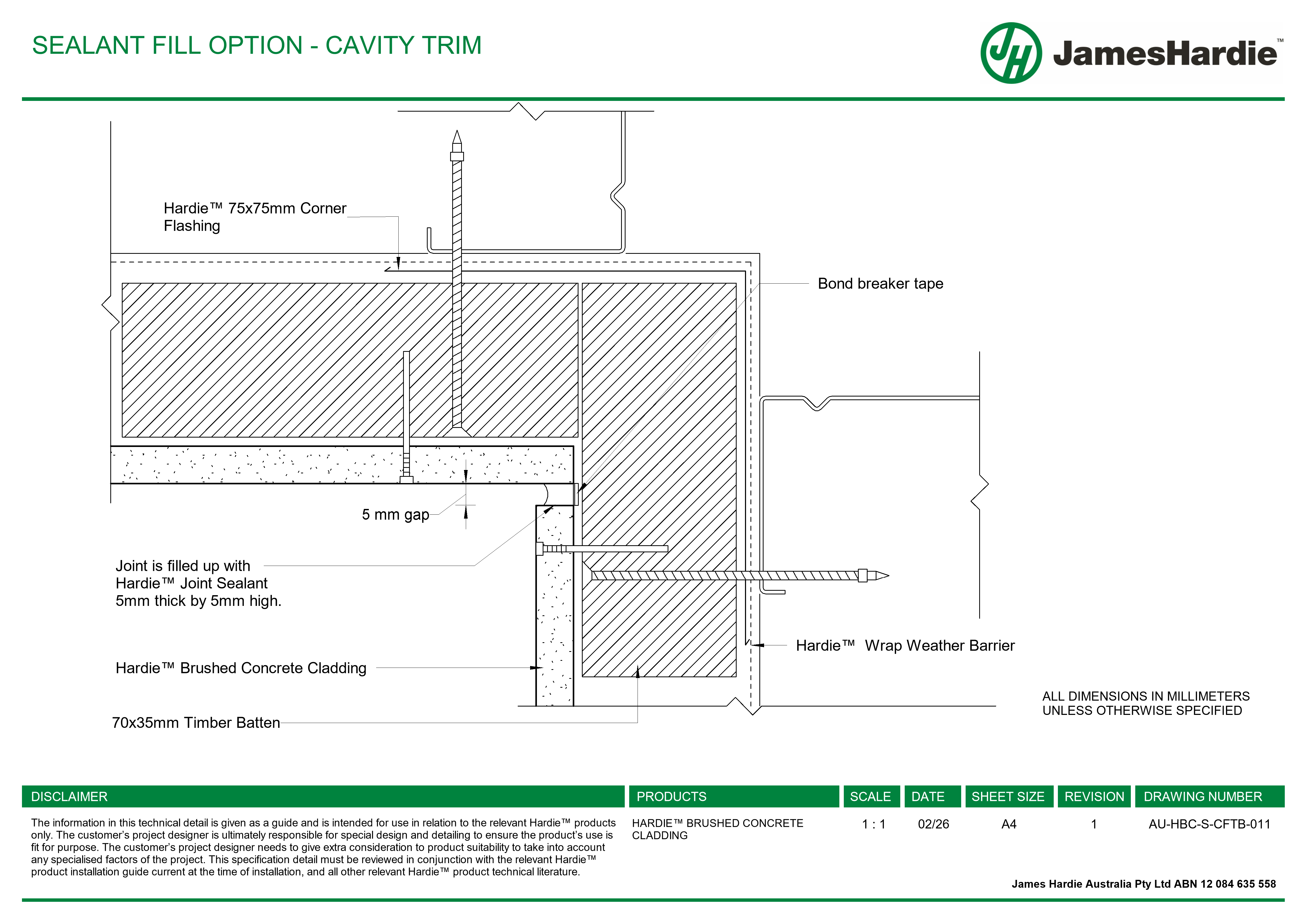 Navigate to AU-HBC-S-CFTB-011 - SEALANT FILL OPTION - CAVITY TRIM
