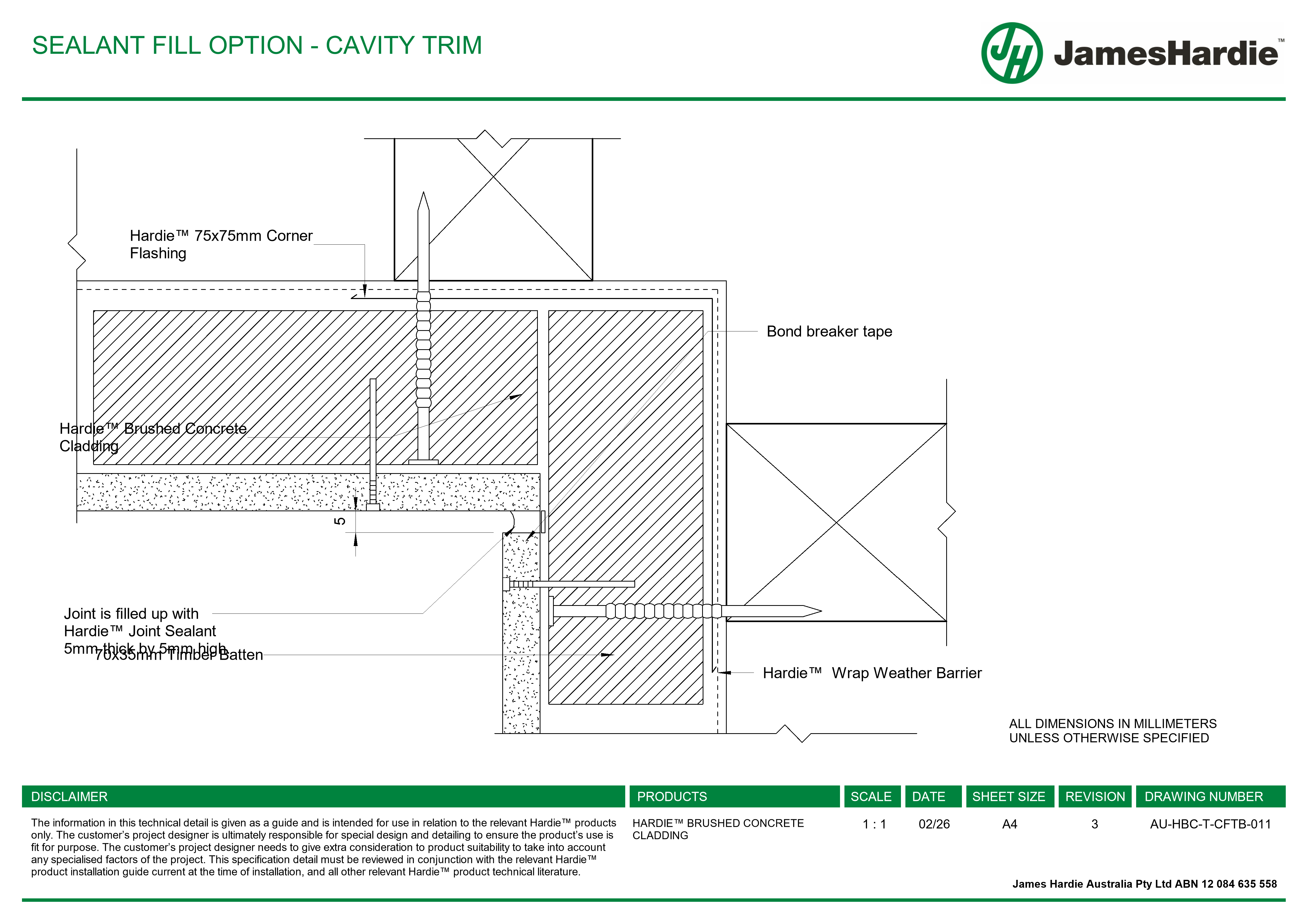Navigate to AU-HBC-T-CFTB-011 - SEALANT FILL OPTION - CAVITY TRIM