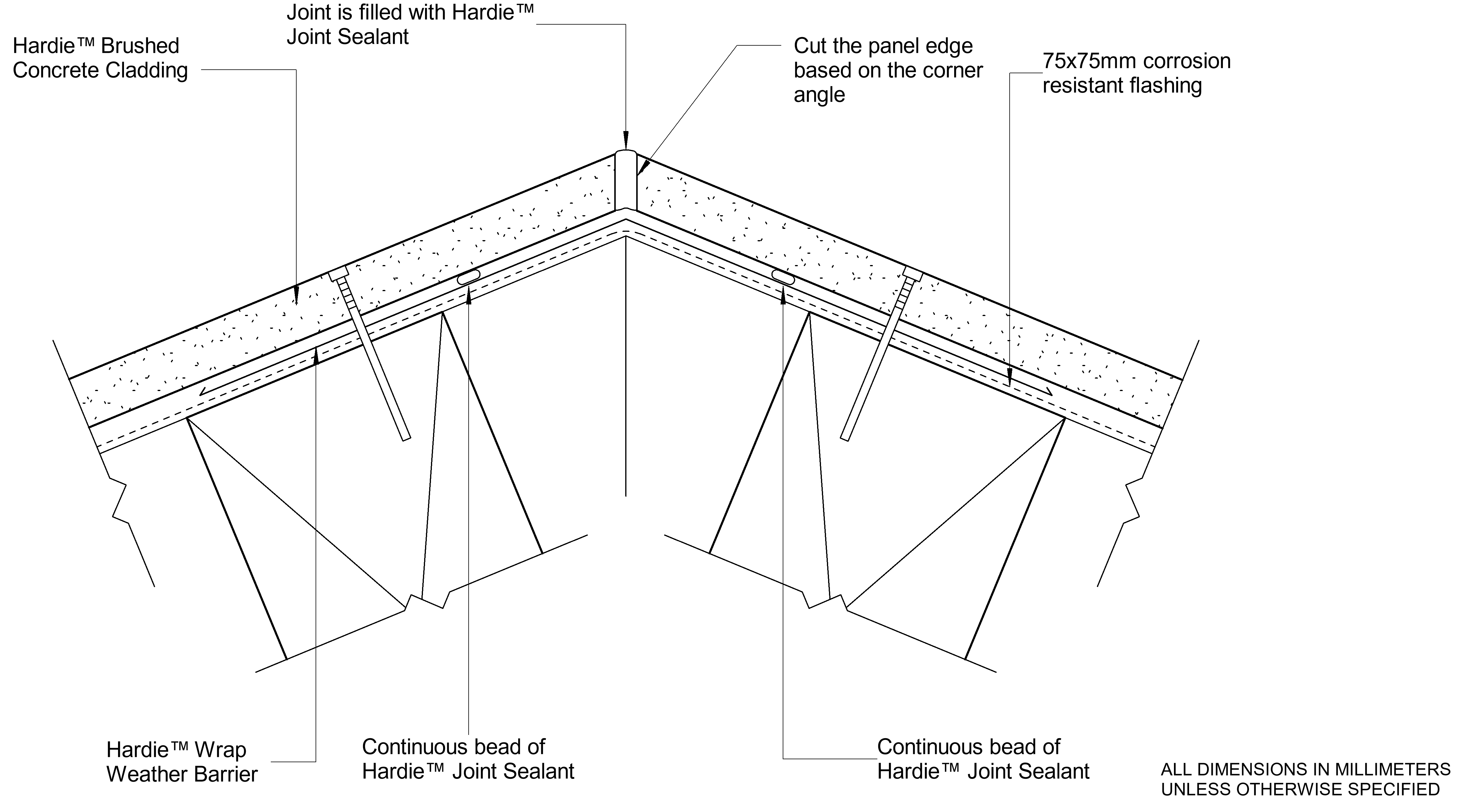 Navigate to HBC Timber DF Sealant Fill Corner Option More Than 90º External Cnr