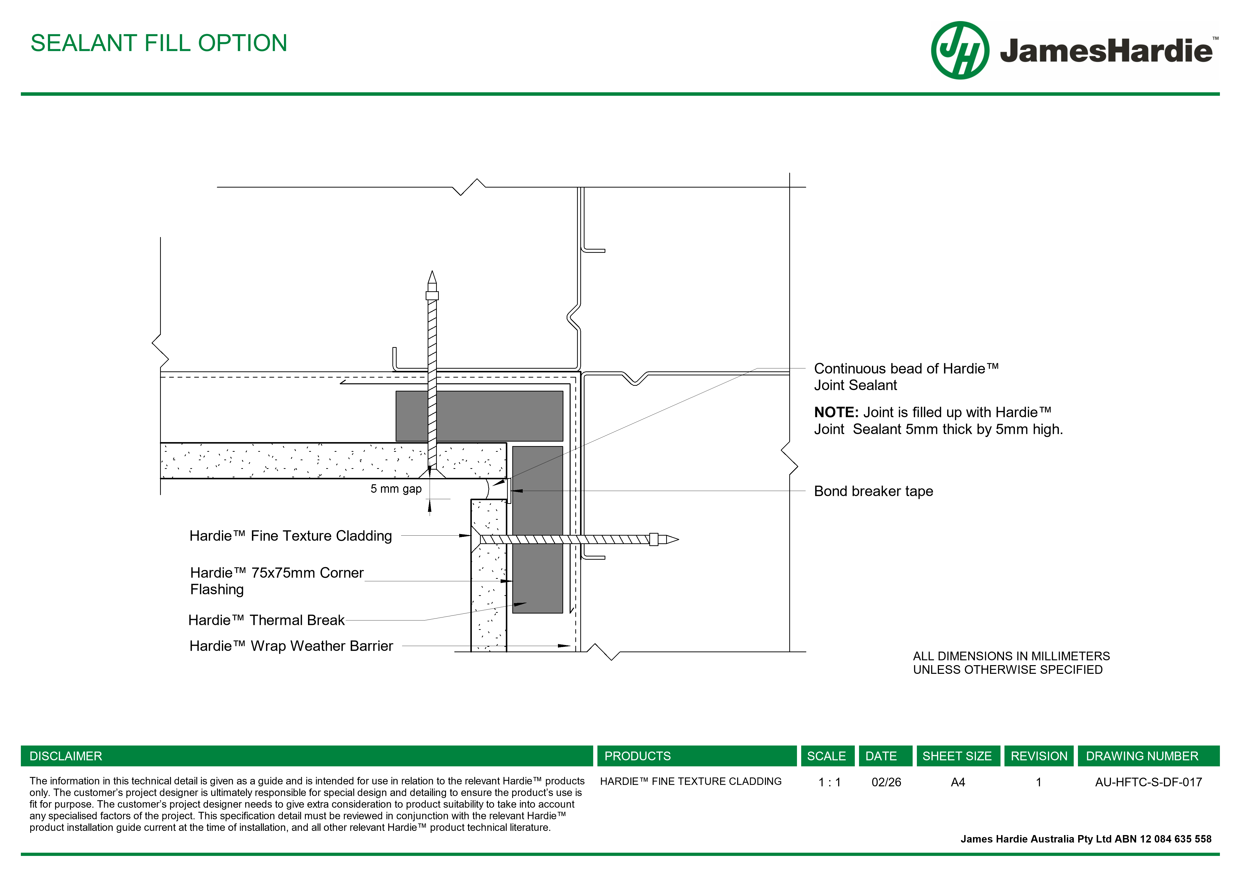 Navigate to AU-HFTC-S-DF-017 - SEALANT FILL OPTION