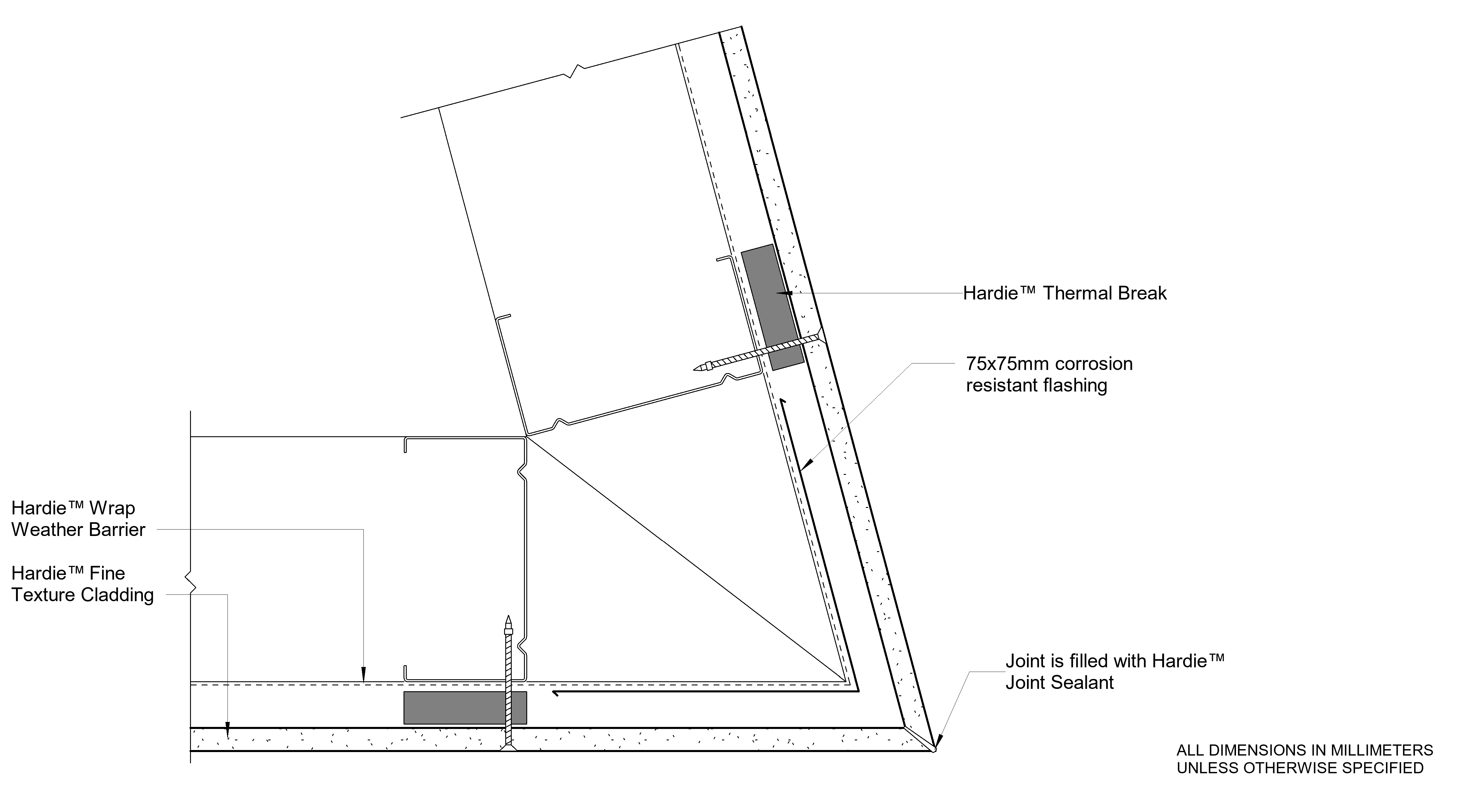 Navigate to HFTC Steel DF Sealant Fill Corner Option Less Than 90º External Cnr