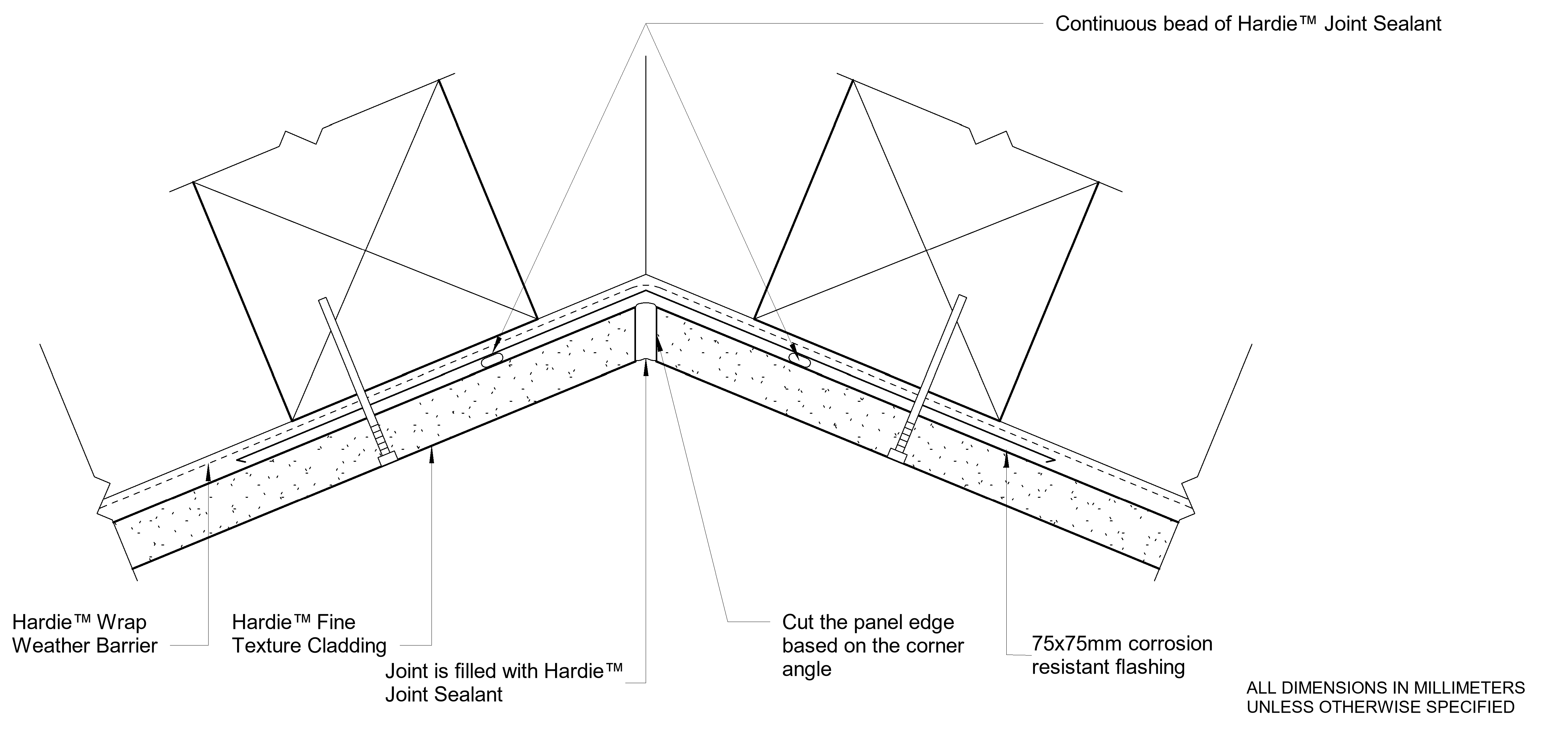 Navigate to HFTC Timber DF Sealant Fill Corner Option Less Than 90º Internal Cnr
