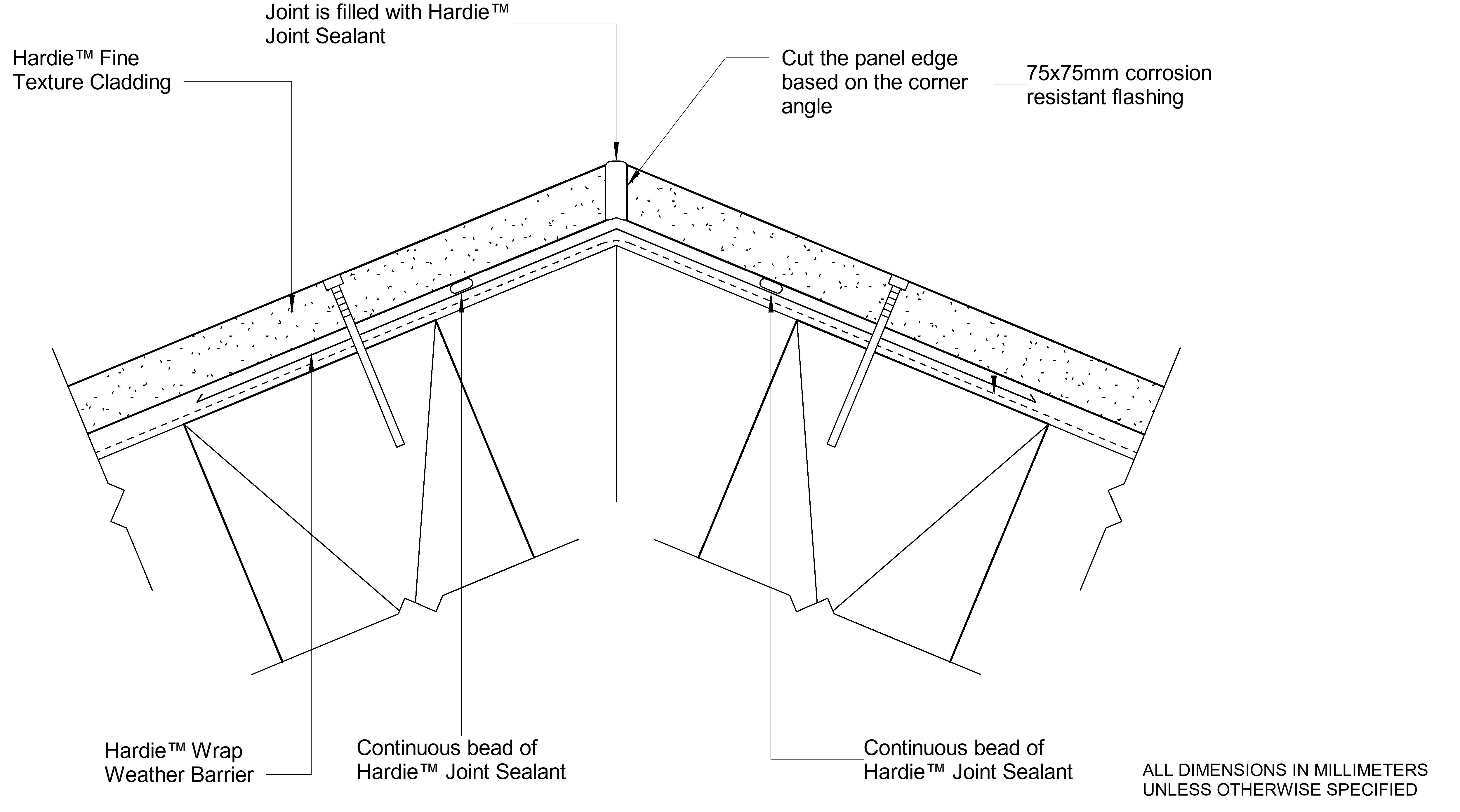 Navigate to HFTC Timber DF Sealant Fill Corner Option More Than 90º External Cnr