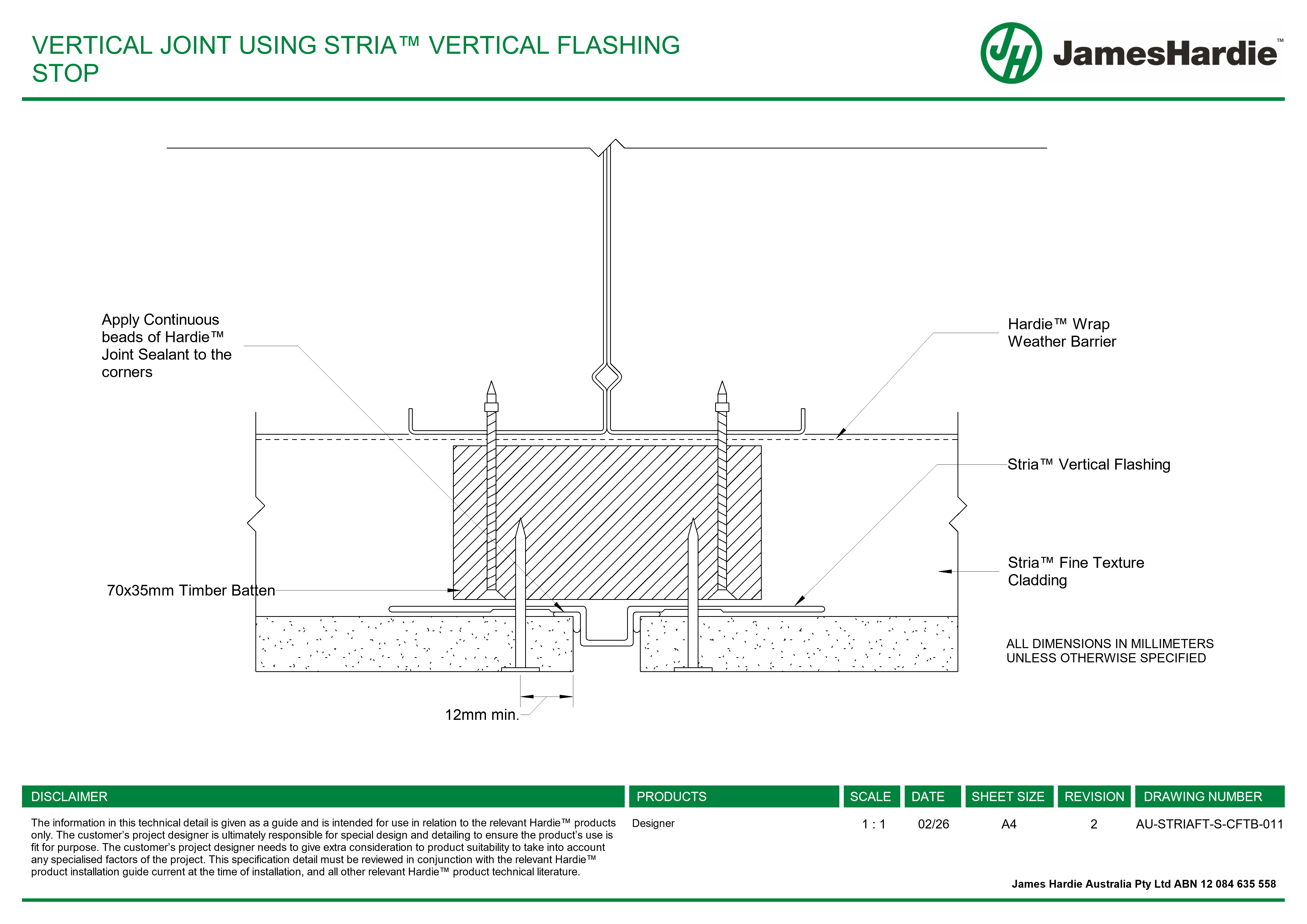 Navigate to AU-STRIAFT-S-CFTB-011 - VERTICAL JOINT USING STRIA™ VERTICAL FLASHING STOP