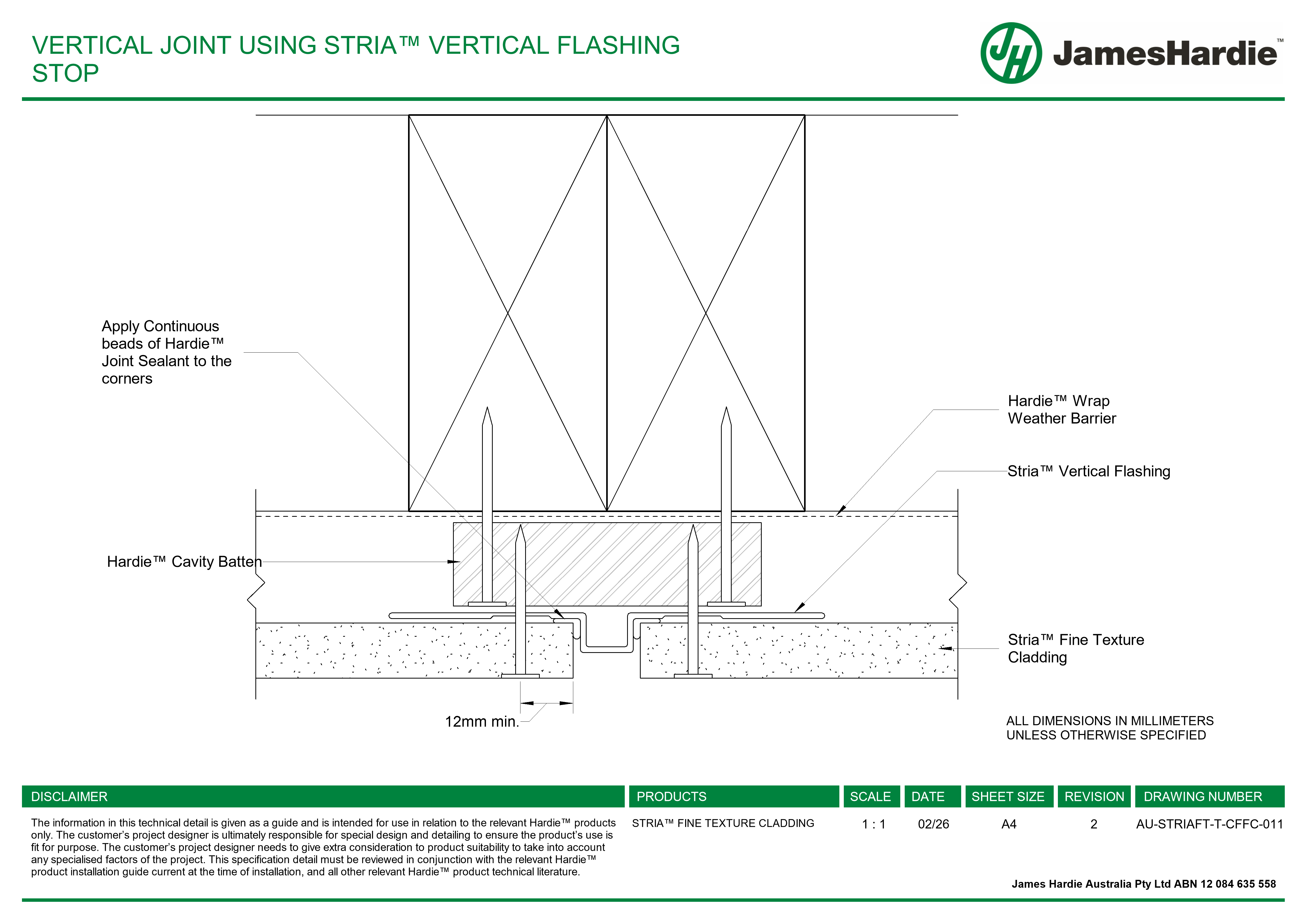 Navigate to AU-STRIAFT-T-CFFC-011 - VERTICAL JOINT USING STRIA™ VERTICAL FLASHING STOP
