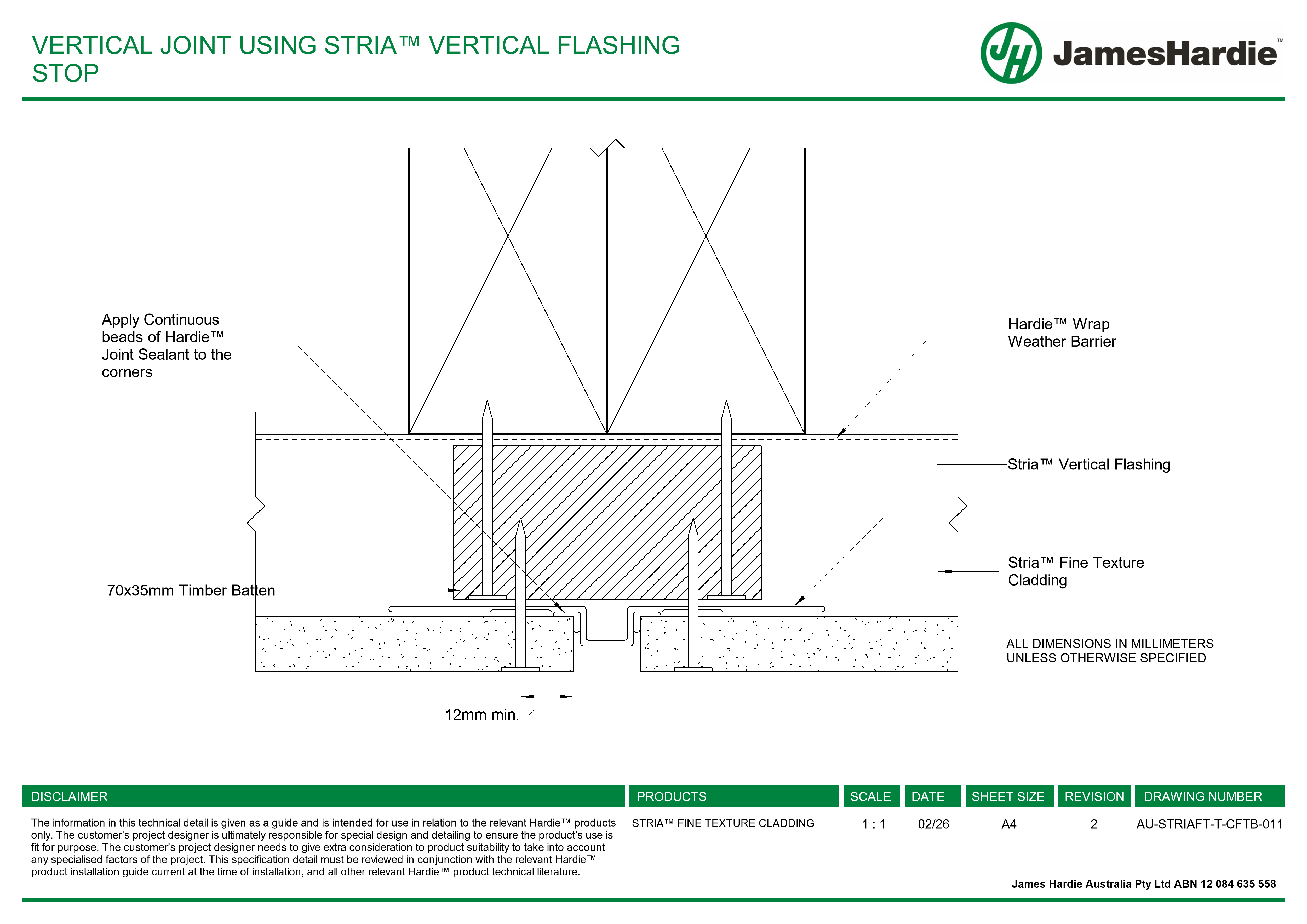 Navigate to AU-STRIAFT-T-CFTB-011 - VERTICAL JOINT USING STRIA™ VERTICAL FLASHING STOP