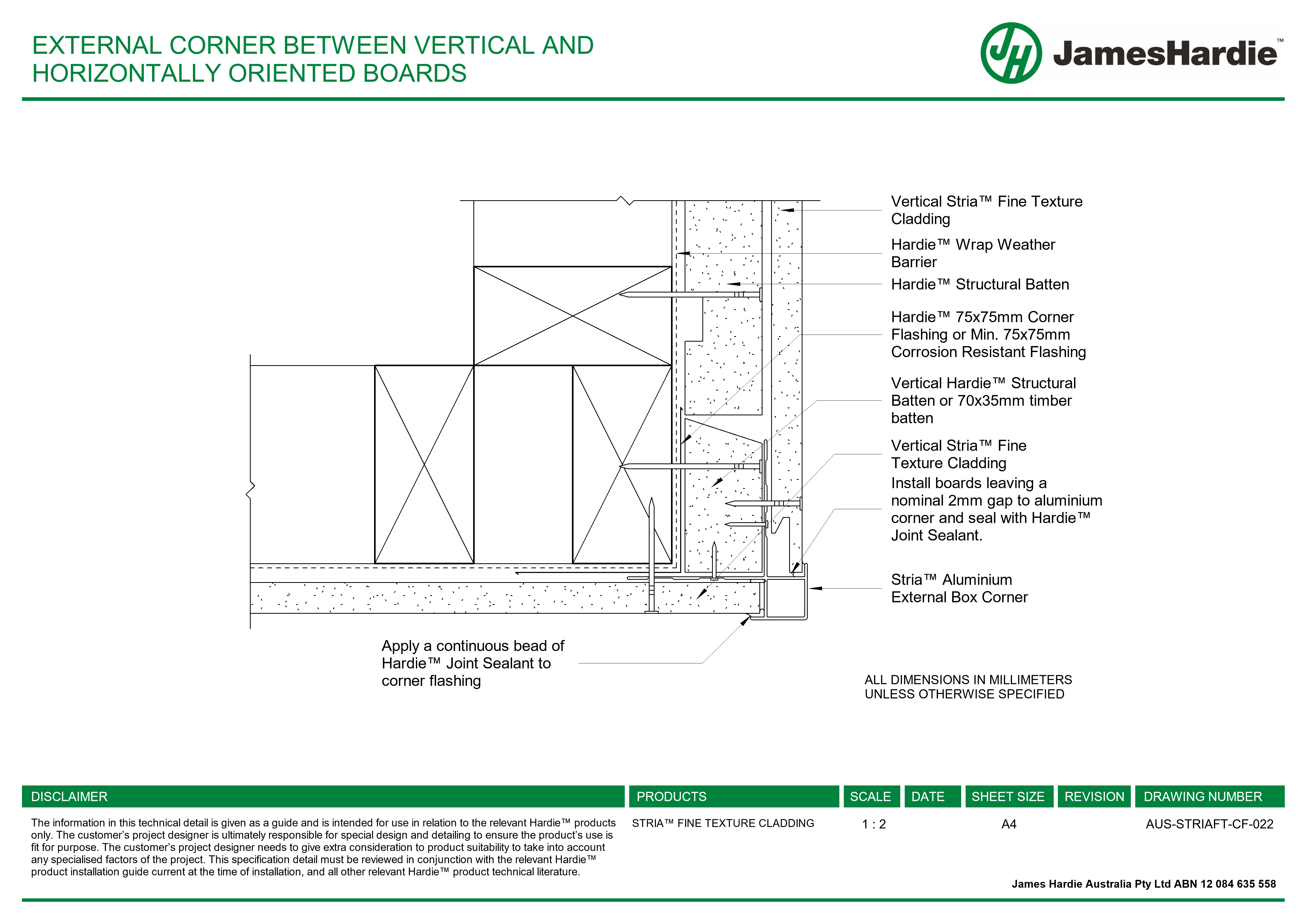 Navigate to AUS-STRIAFT-CF-022 - EXTERNAL CORNER BETWEEN VERTICAL AND HORIZONTALLY ORIENTED BOARDS