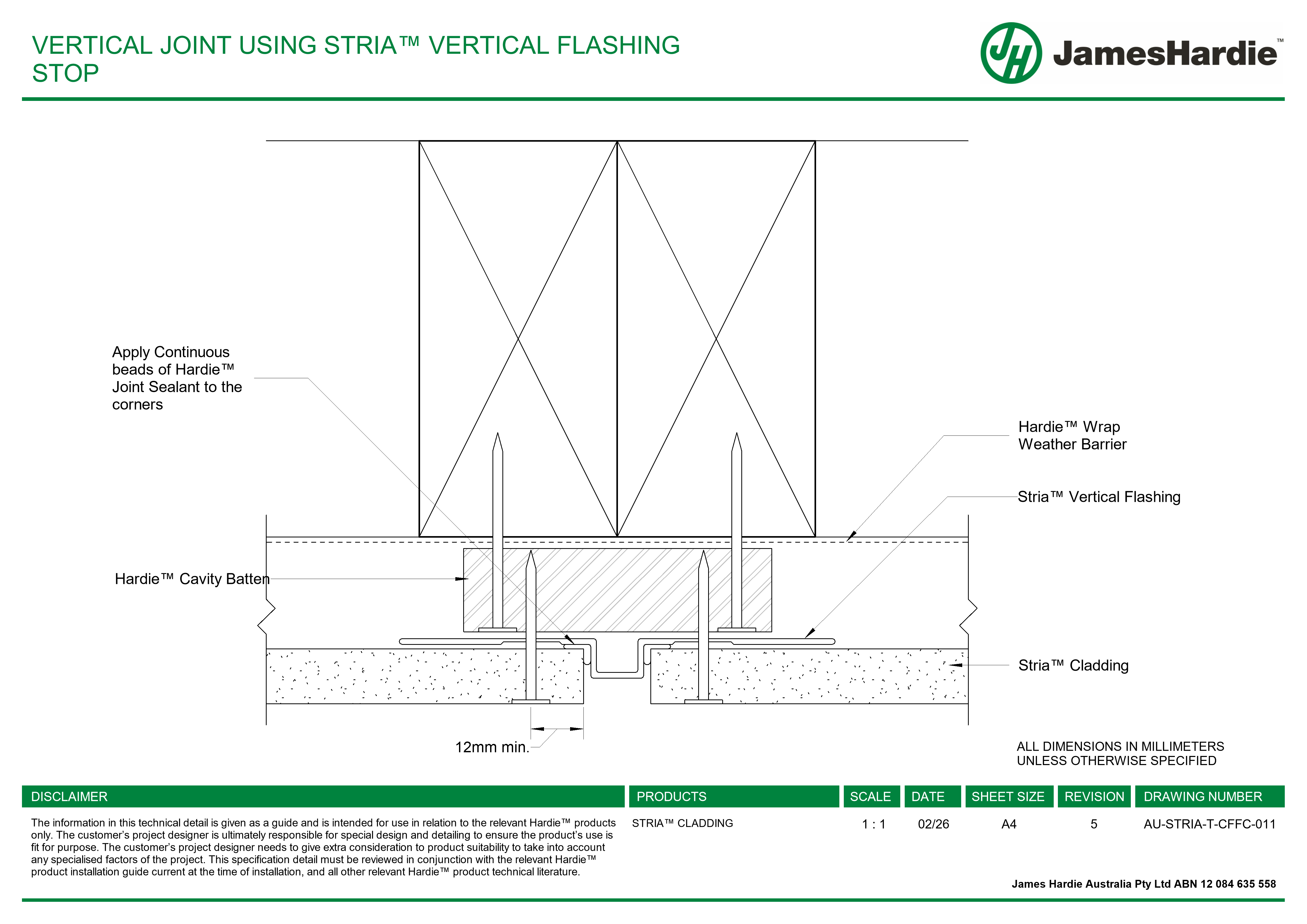  Image of AU-STRIA-T-CFFC-011 - VERTICAL JOINT USING STRIA™ VERTICAL FLASHING STOP