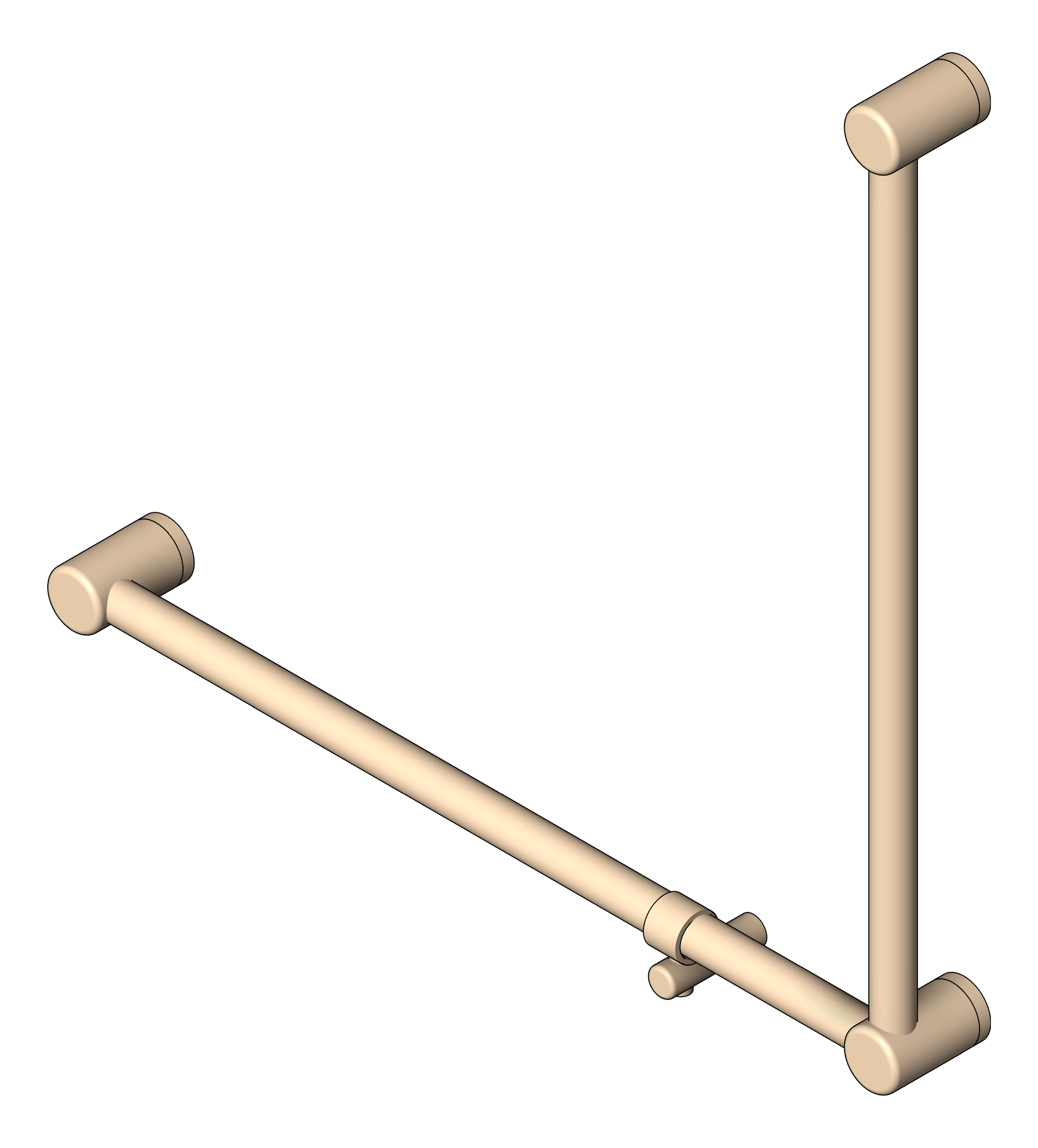 GrabRail 90Deg Nero Ambulant BentTube 750mm