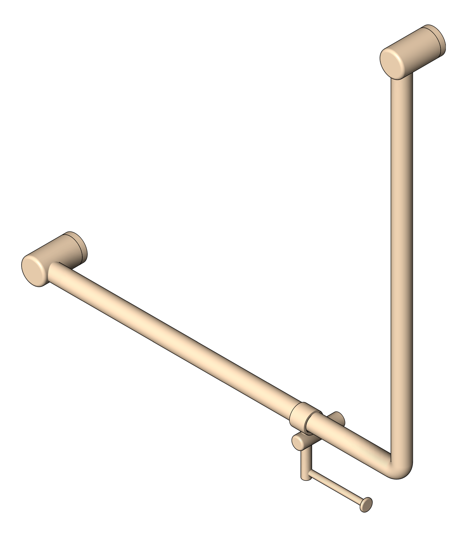 Navigate to GrabRail 90Deg Nero Ambulant BentTube 750mm ToiletRollHolder