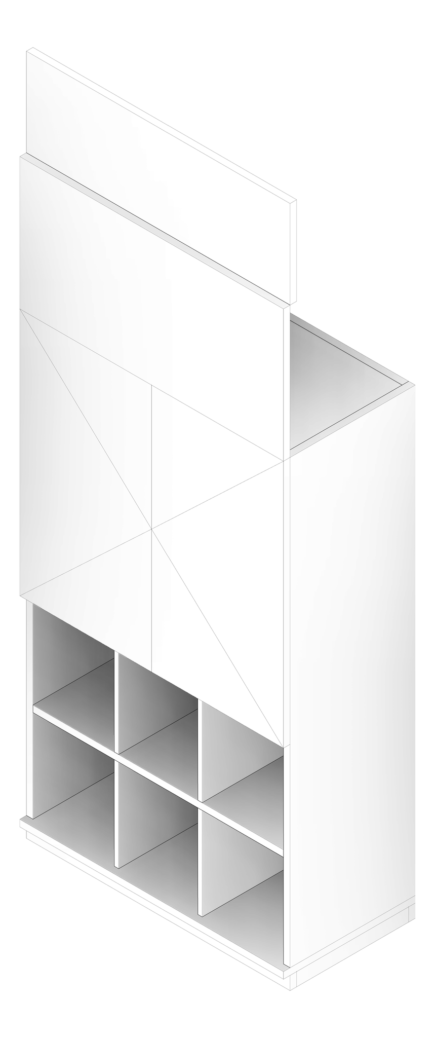 3D Documentation Image of JOINERY Teaching Cupboard Type5 6-Nooks-3100x1200mm